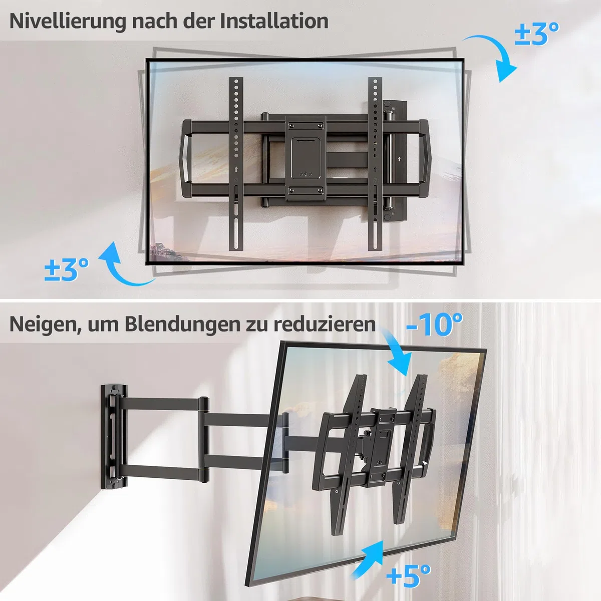 MOUNTUP 962mm Langarm TV Wandhalterung für 42–75 Zoll bis zu 45kg, Schwenkbare Neigbare Wandhalterung Fernseher, Extra Langer Reach Fernseher Halterung, Max VESA 600 x 400mm, EU0047-L