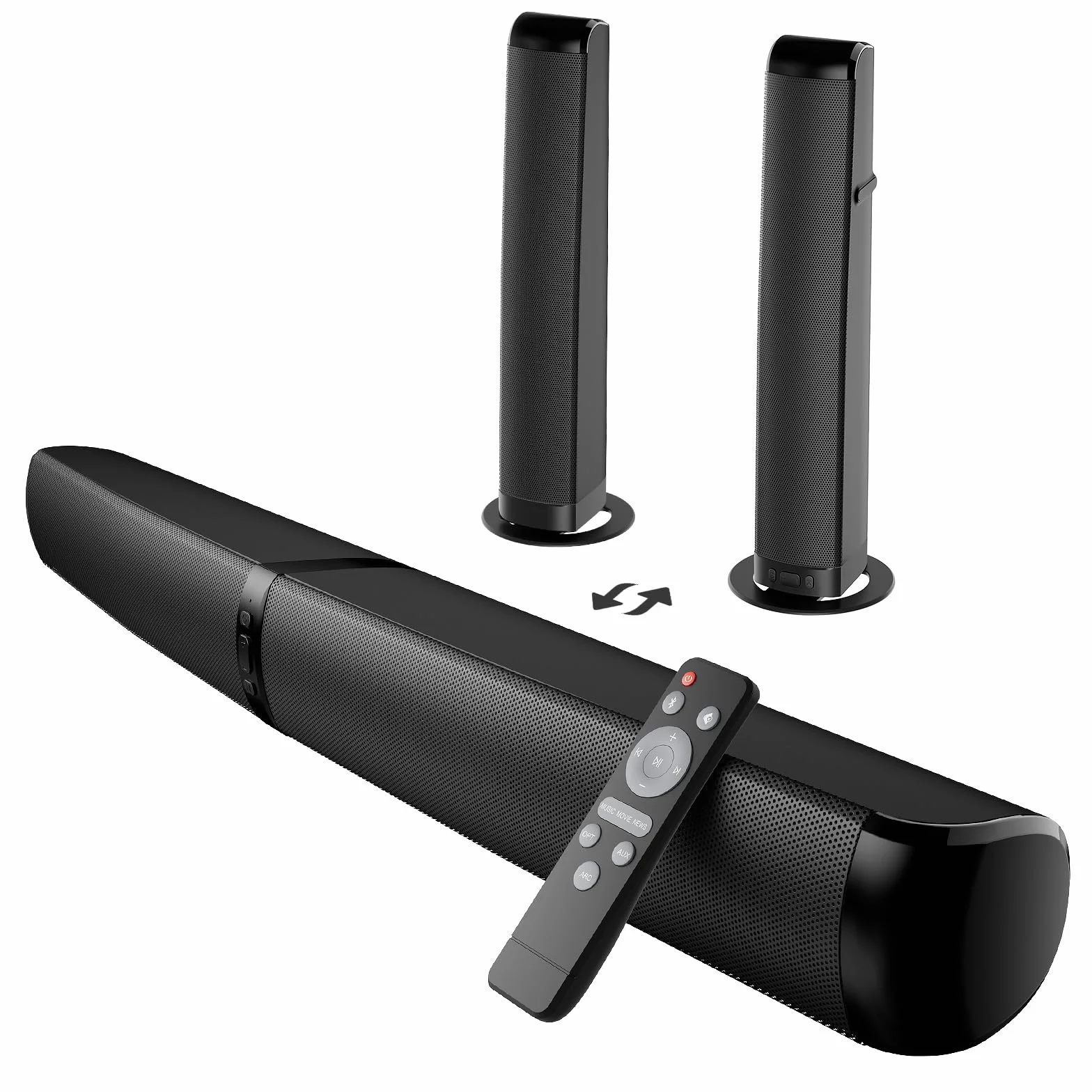 GarageRock Soundbar für TV Geräte, 2026 Upgrade 90W 2-in-1 Teilbare Soundbar for TV, Bluetooth 5.3 Lautsprecher für Fernseher with ARC/Opt/AUX Anschluss, Heimkino Soundsystem for TV/PC/Gaming/Gift