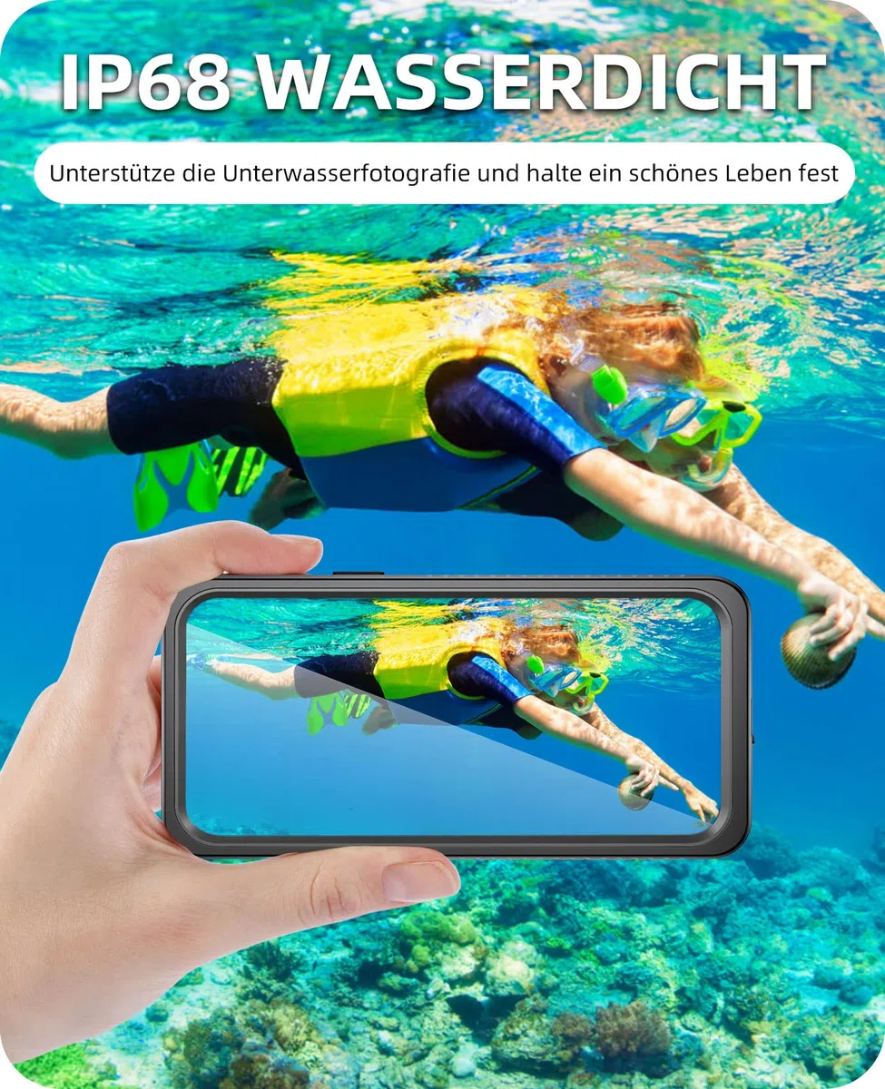 Beeasy Kompatibel mit iPhone 12 Pro Max Hülle Wasserdicht, Outdoor Militärschutz Stoßfeste Staubdicht Schutzhülle, 360 Grad Schutz mit Displayschutz iPhone 12 Pro Max Case (6,7''), Schwarz