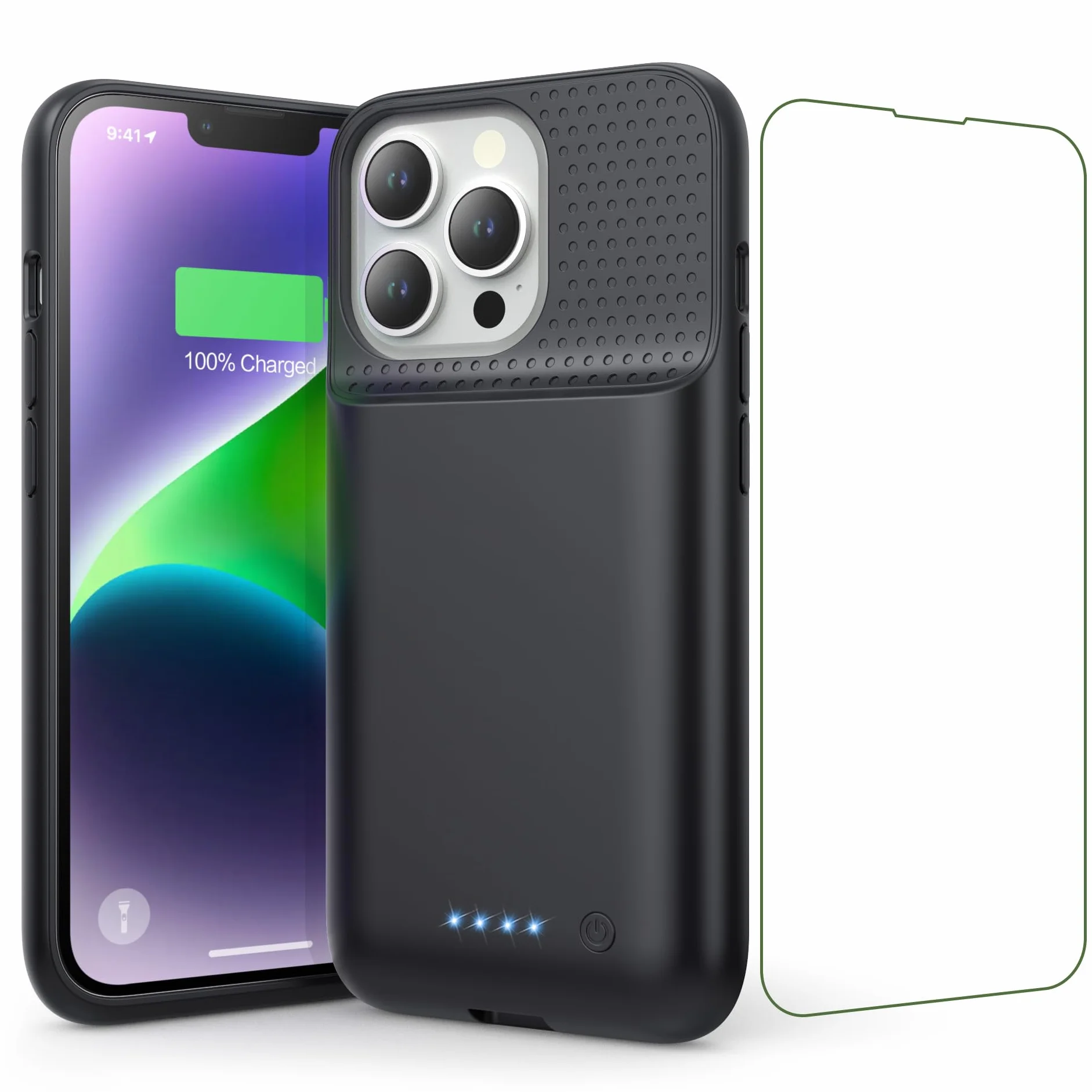 Akkuhülle für iPhone 13/13 Pro/14, 7500mAh Smart Battery Case Zusatzakku Ladehülle, 2023 Neues Tragbare Handyhülle Akku, Abnehmbare Powerbank Hülle Akku Case für iPhone 13/13 Pro/ 14 [6,1''] (Schwarz)