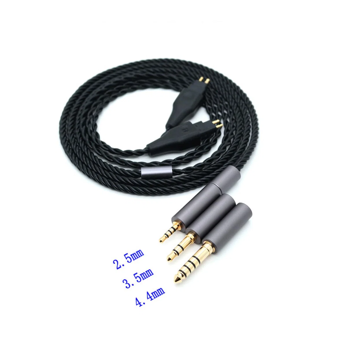 Symmetrisches Kabel mit 4.4mm,2.5mm,3.5mm Adapter für Sennheiser HD580 HD650 HD660 HD600S Kopfhörer,HD414 HD25 3 in 1 Ersatz Aufrüsten Draht(Schwarz)