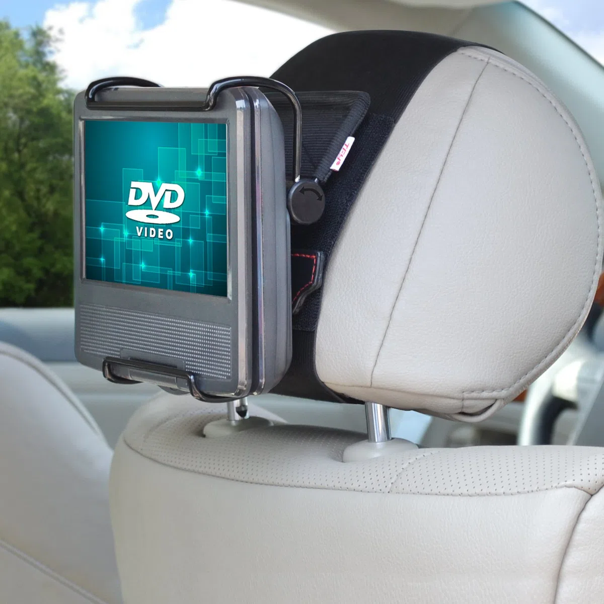 TFY Universal Autokopfstützen Halterung mit Winkelverstellbaren Halterungsklemmen für 7-10 Zoll Swivel Display Portable DVD-Player, Schwarz