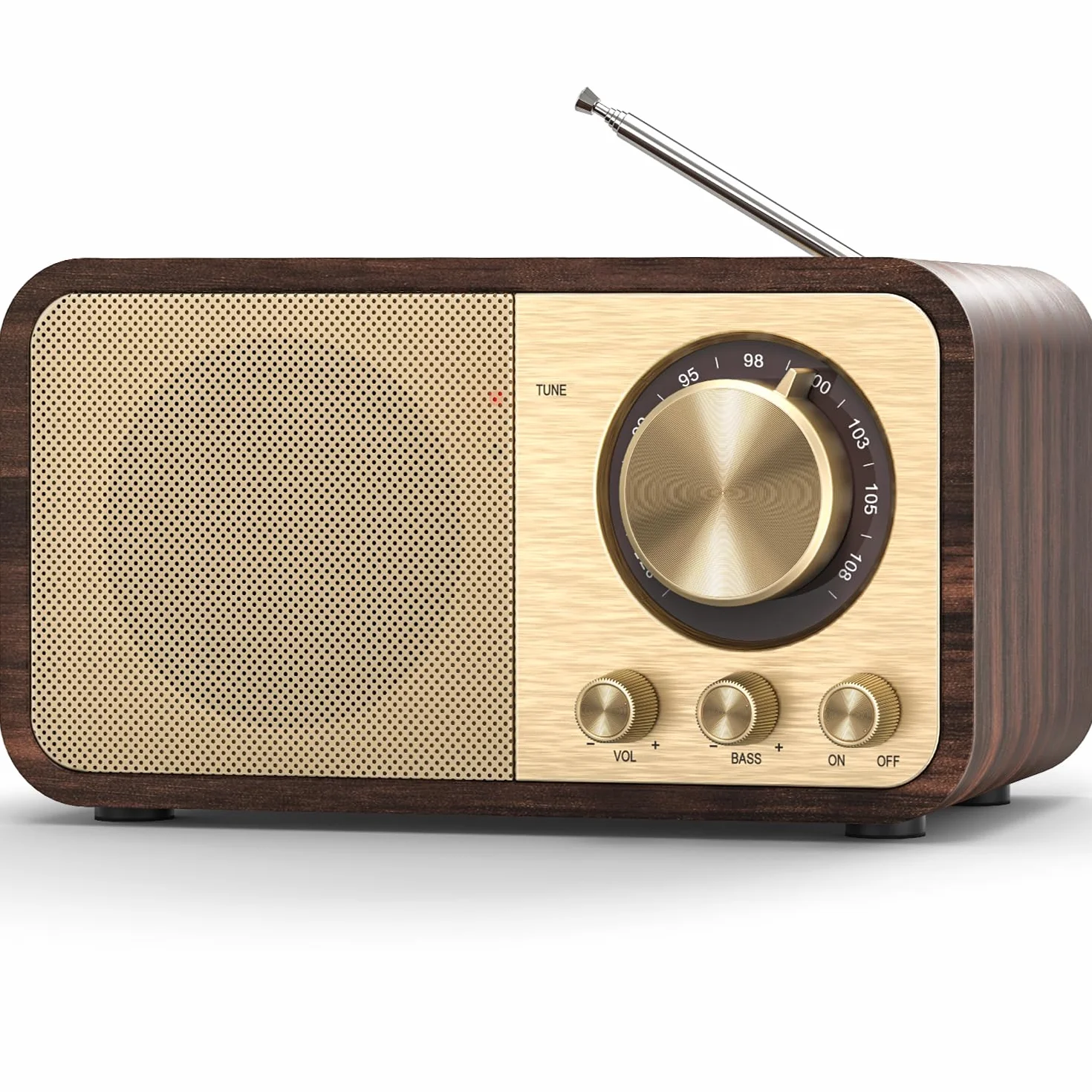 Nostalgie Radio, Retro Radios mit Bluetooth, TF Karten Slot, 2000mAH Wiederaufladbare Batterie, 5 Watt Lautsprecher, Vintage Radios mit AUX/USB, Radio für Küche/Schlafzimmer/Büro