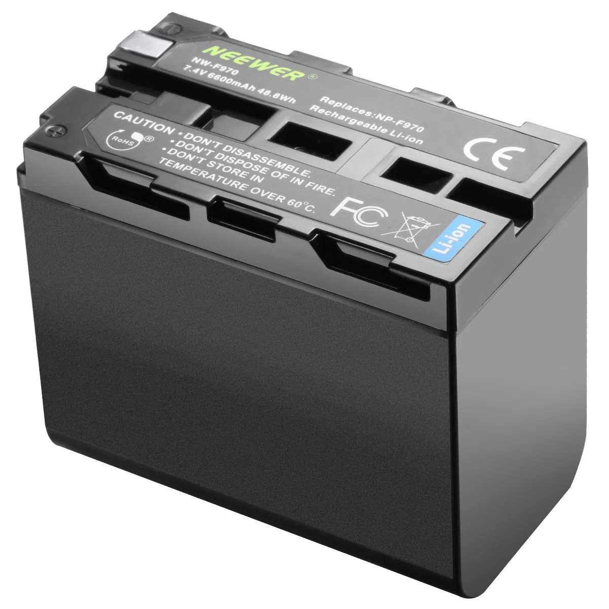 NEEWER 6600mAh Li-Ion Akku, Ersatzakku Kompatibel mit Sony NP-F970 NP-F960 NP-F975 NP-F570 NP-F750 NP-F770, passend für NEEWER CN160 NW759 74K 760 FW759 74K 760 LED Videoleuchte, Monitor