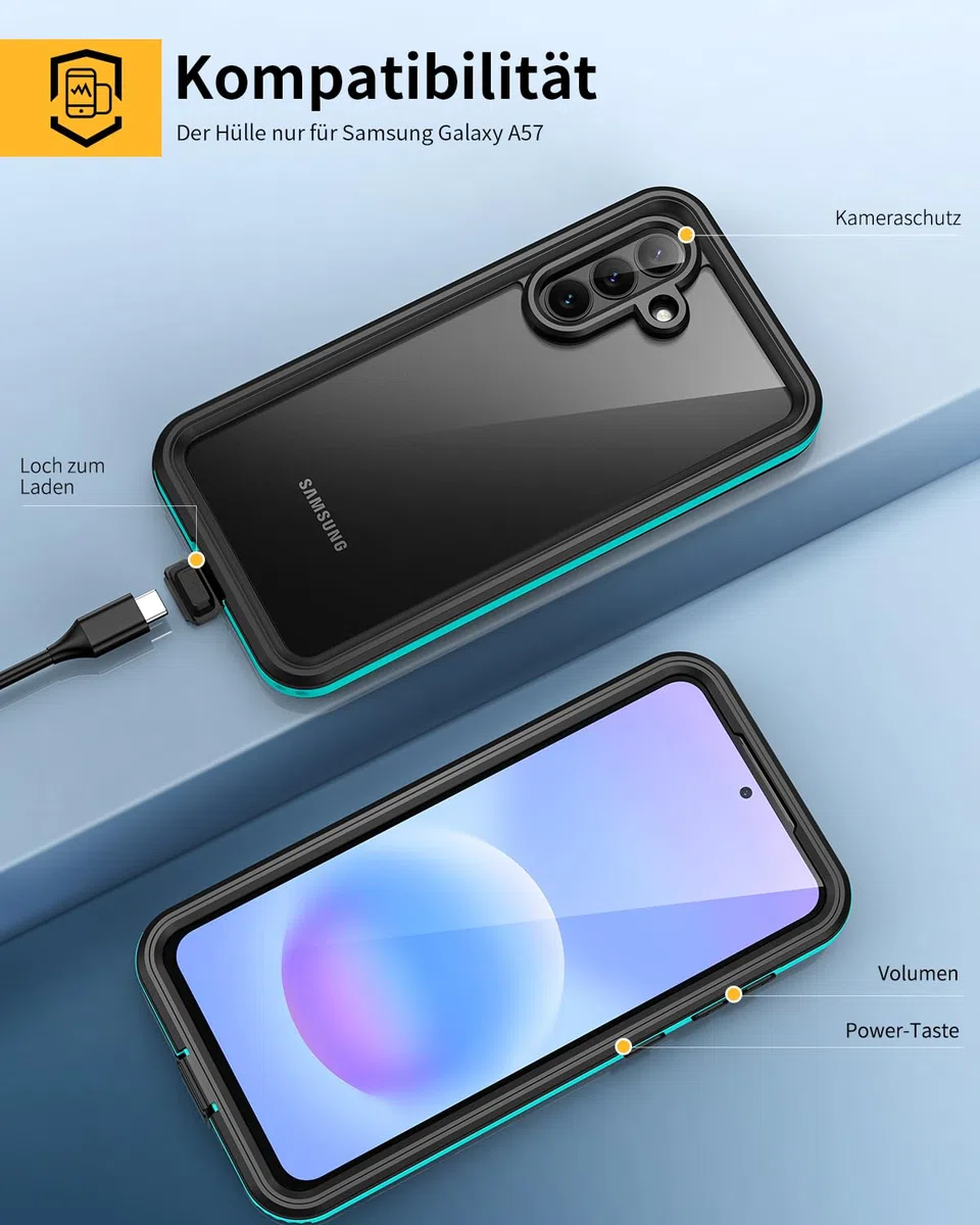 für Samsung Galaxy A57 5G Hülle,HandyHülle für Samsung A57 IP68 Wasserdicht 360 Schutzhülle,Stoßfest Staubdicht Outdoor Panzerhülle mit Eingebautem Displayschutz für Galaxy A57,Blau