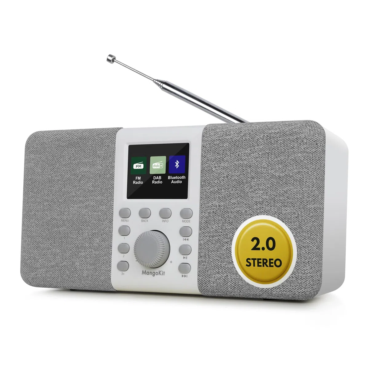 MD5 Stereo DAB Radio mit Bluetooth,DAB Plus Radios,Digitalradio,UKW Radio,Tragbares Dab Radios,Küchenradio mit Netzbetrieb und Batterie,Farbdisplay,Alarme,Uhr,Schlummerfunktion-Steingrau