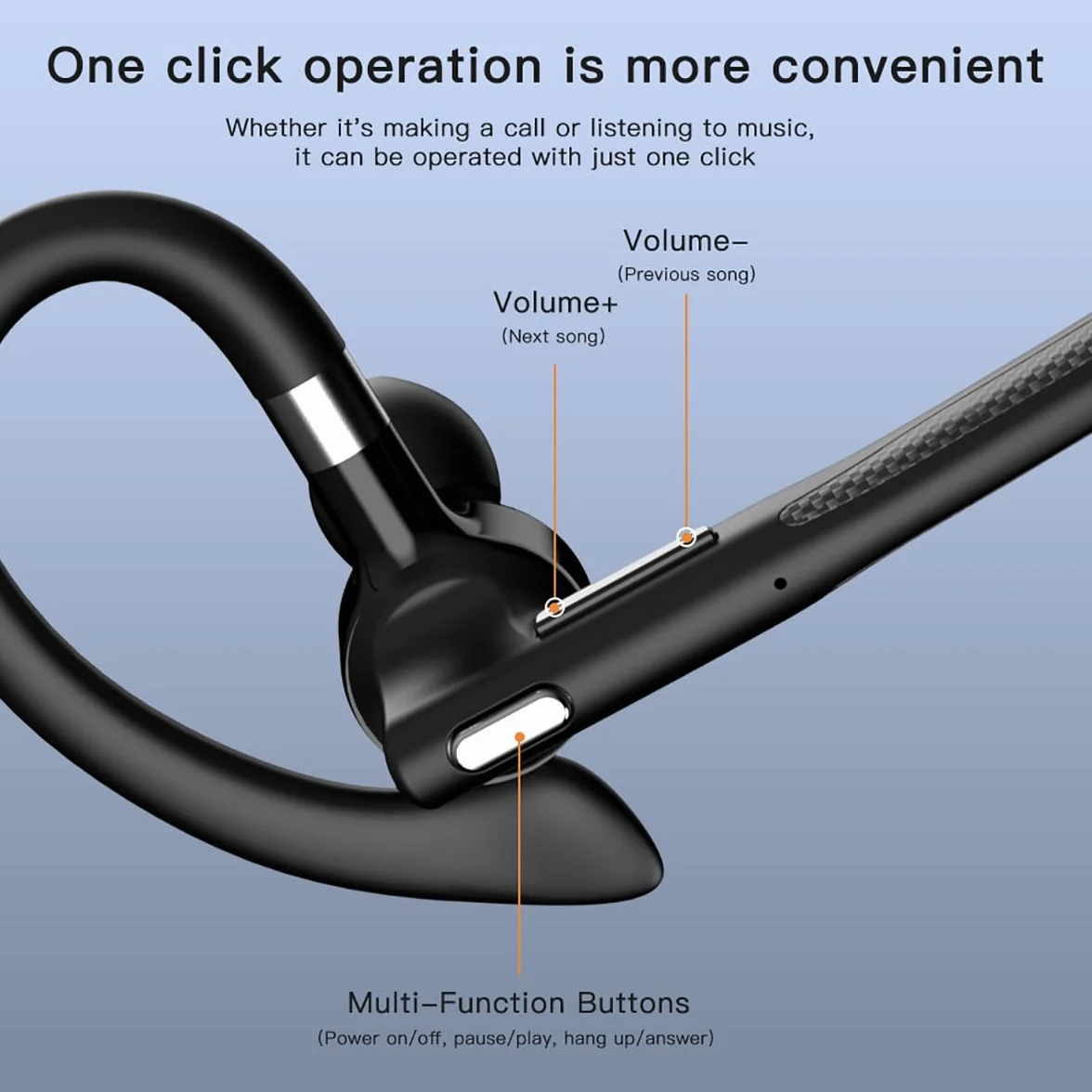 eppfun Bluetooth 5.4 Headset, In Ear Freisprech Headset Handy Kabellos Kopfhörer mit Dual Noise-Cancelling-Mikrofon, 48 Stunden Gesprächszeit, für Autofahren, Telefon, Büro,Trucker-Fahrer