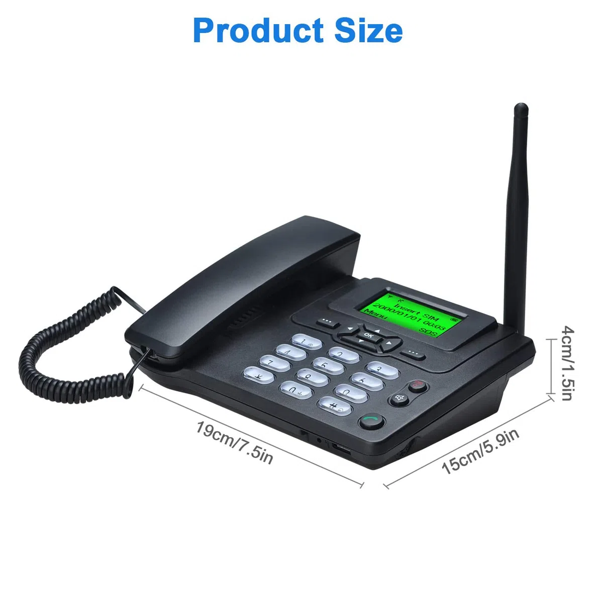 Lychee Simkarte GSM Tischtelefon - Hände frei,SMS,Großes Display mit Hintergrundbeleuchtung, Radiofunktion - Telefon für Hause oder Büro (Schwarz 01)