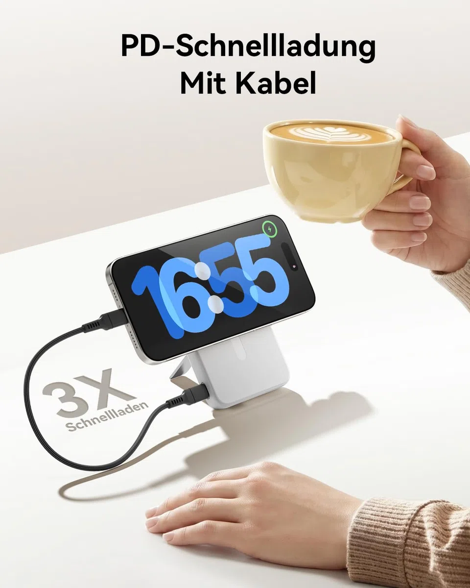 Powerbank für Magsafe, 12000mAh Kabelloses Power Bank mit 22.5W PD USB-A Ausgabe, Magnetische Externe Handyakkus mit LED-Anzeige, Typ-C Eingang & Ausgang für iPhone 17/16/15/14/13/12/Pro/Pro Max