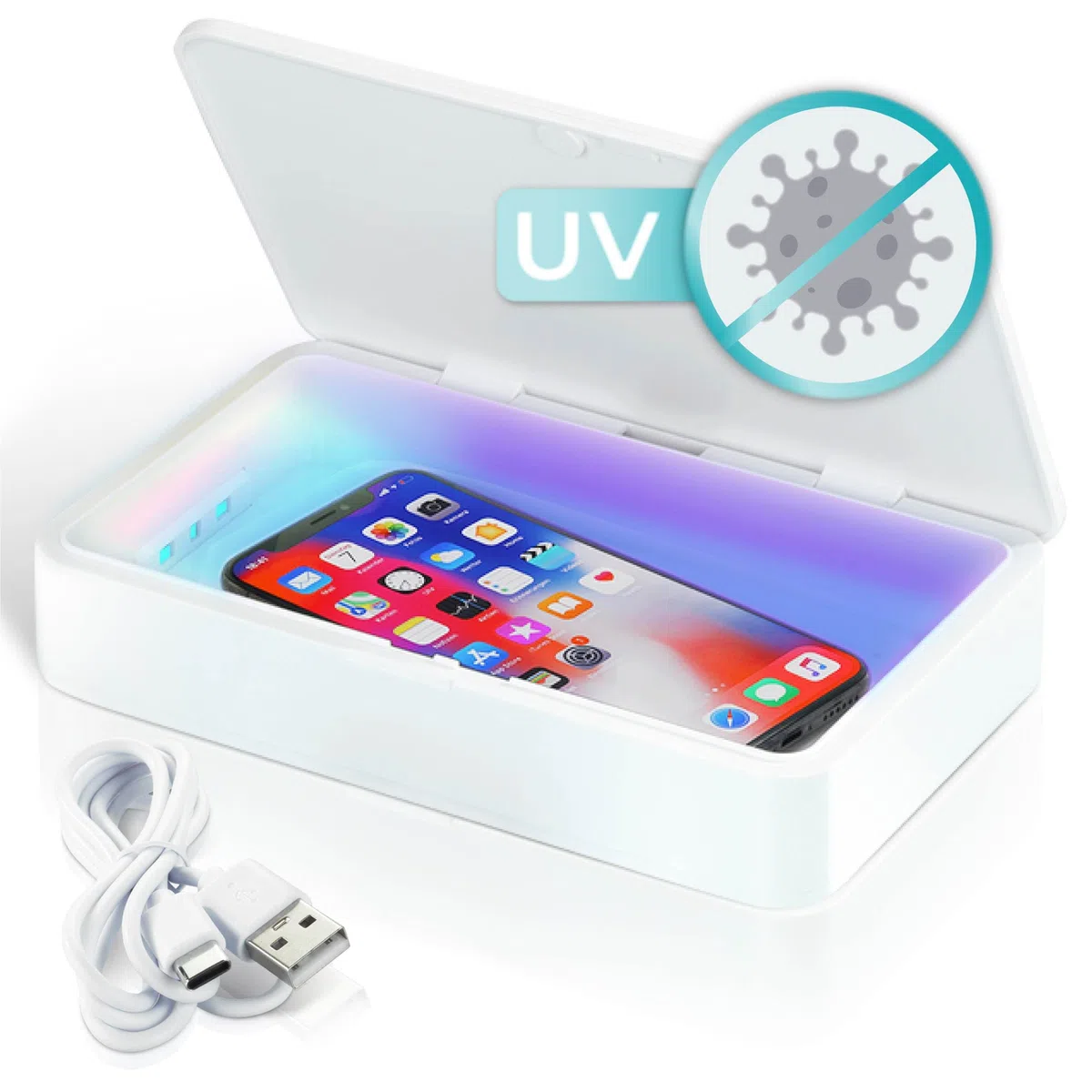 Maximex 2in1 UV Desinfektionsbox - Desinfektion mittels UV Licht, Kunststoff (ABS), 12.5 x 5 x 20 cm, Weiß
