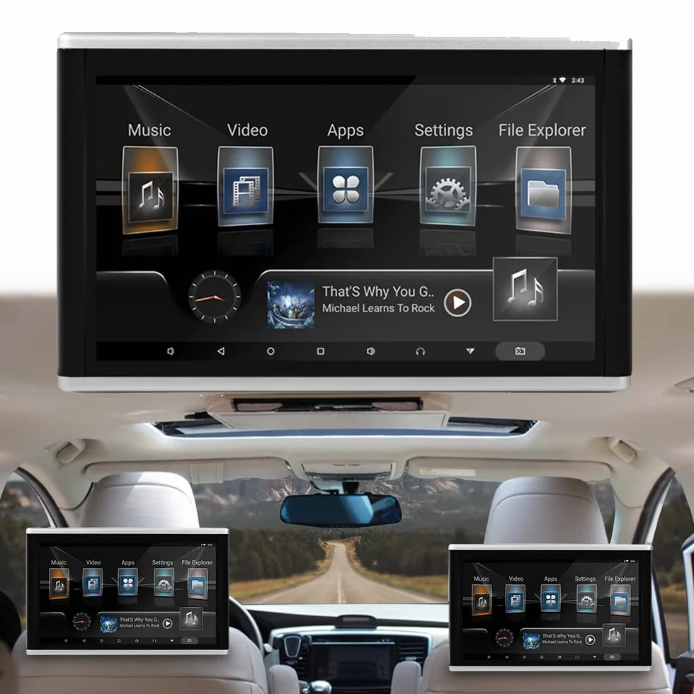 Auto-Kopfstütze WiFi-Videoplayer, Android 9.0 Auto-Rücksitz-TV-Monitore mit Montagehalterung, IPS-Touchscreen-Multimedia-Monitor, Auto-TV, 1080P HD-Video unterstützen, 10.1''