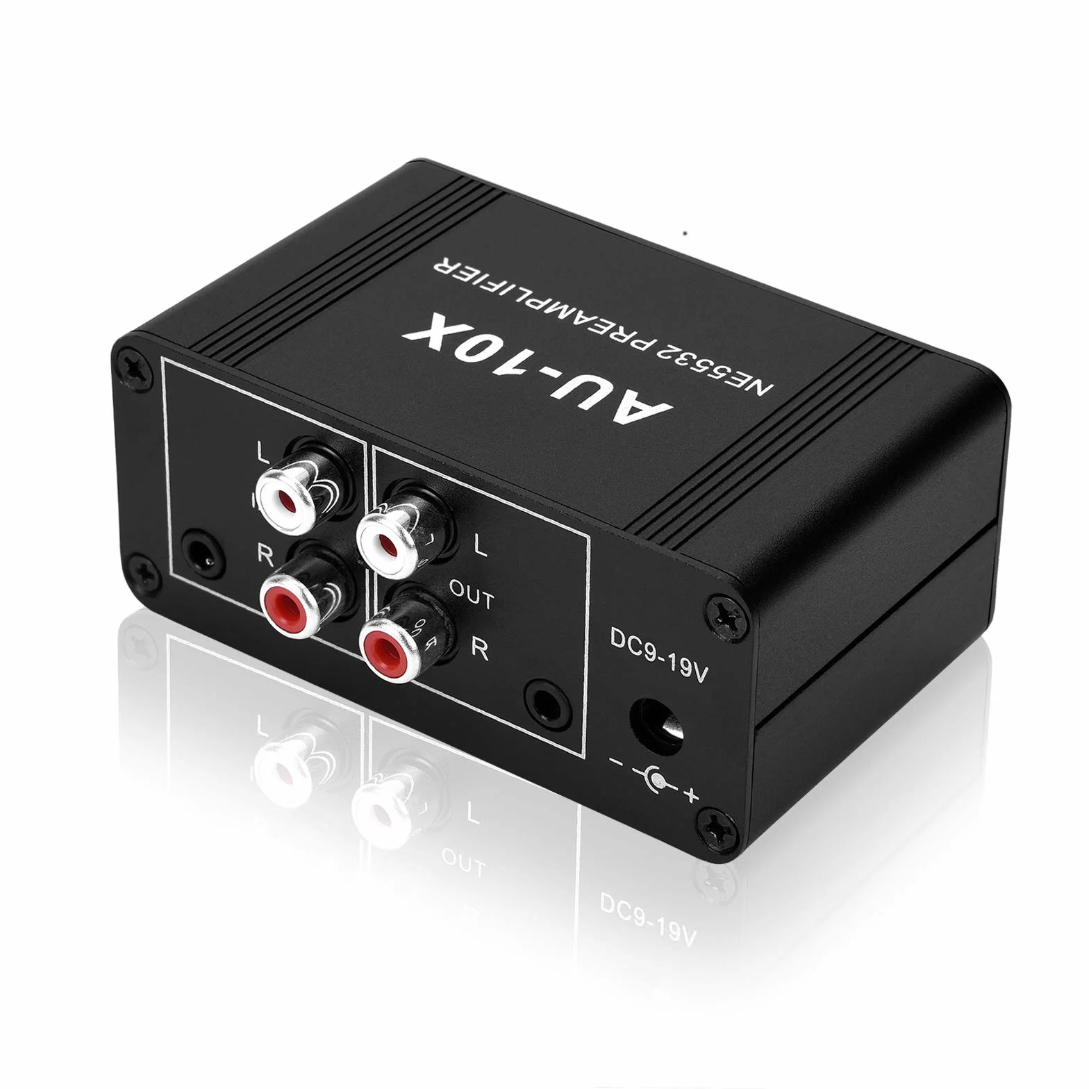 Mini-Stereo-Audio-Vorverstärker, Kopfhörerverstärker, Verstärkung 20 dB Phono-Plattenspieler-Phonographen-Vorverstärker, Dual-OP-Verstärker NE5532 mit Cinch-3,5-mm-Eingang auf Cinch-Ausgang