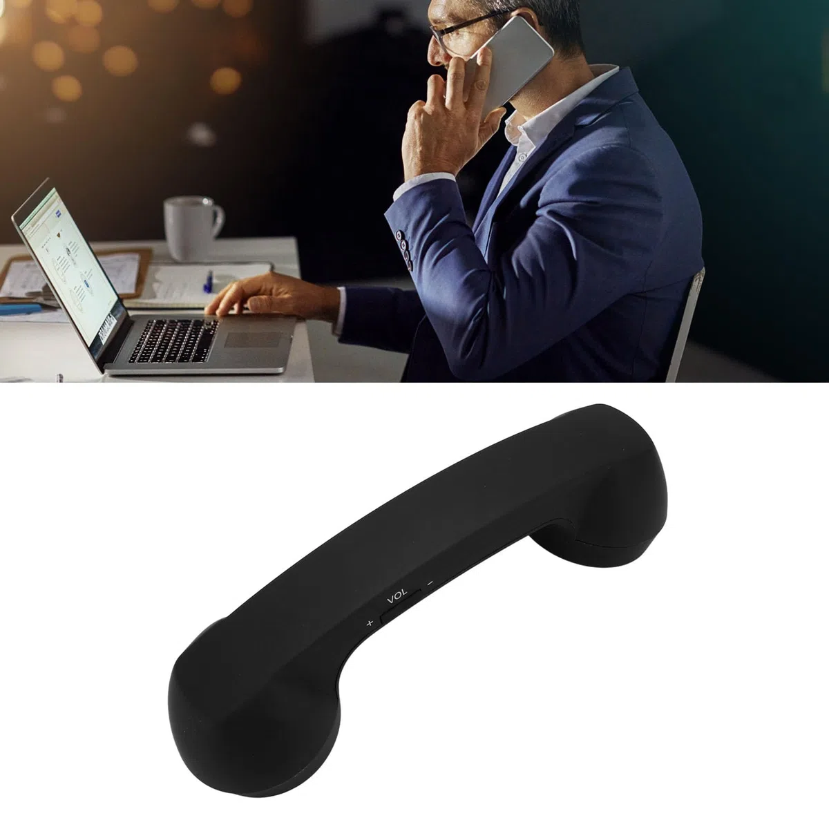 Tonysa Bluetooth Telefonhörer Retro - Strahlungsarm & Kabellos, Wiederaufladbar mit 20 Std. Talkzeit, Leicht & Bequem für Klares HD-Ruflautsprecher, Einfache Kopplung, inkl. USB-Kabel (Schwarz)
