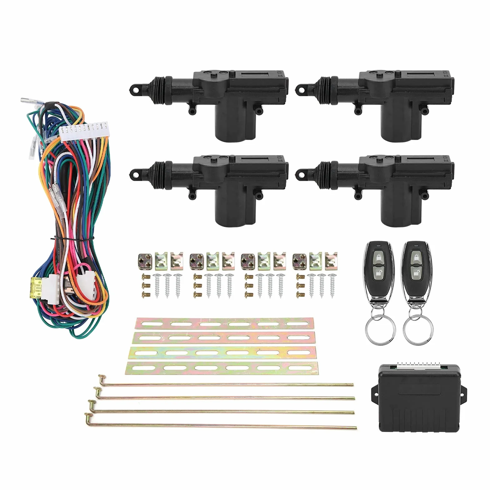 Auto Fernbedienung Zentrale Kit, Universal Autofernbedienung Türschloss Keyless Entry System Türen Zentralverriegelungs System 12V mit LED-Anzeige mit 2 Controllern