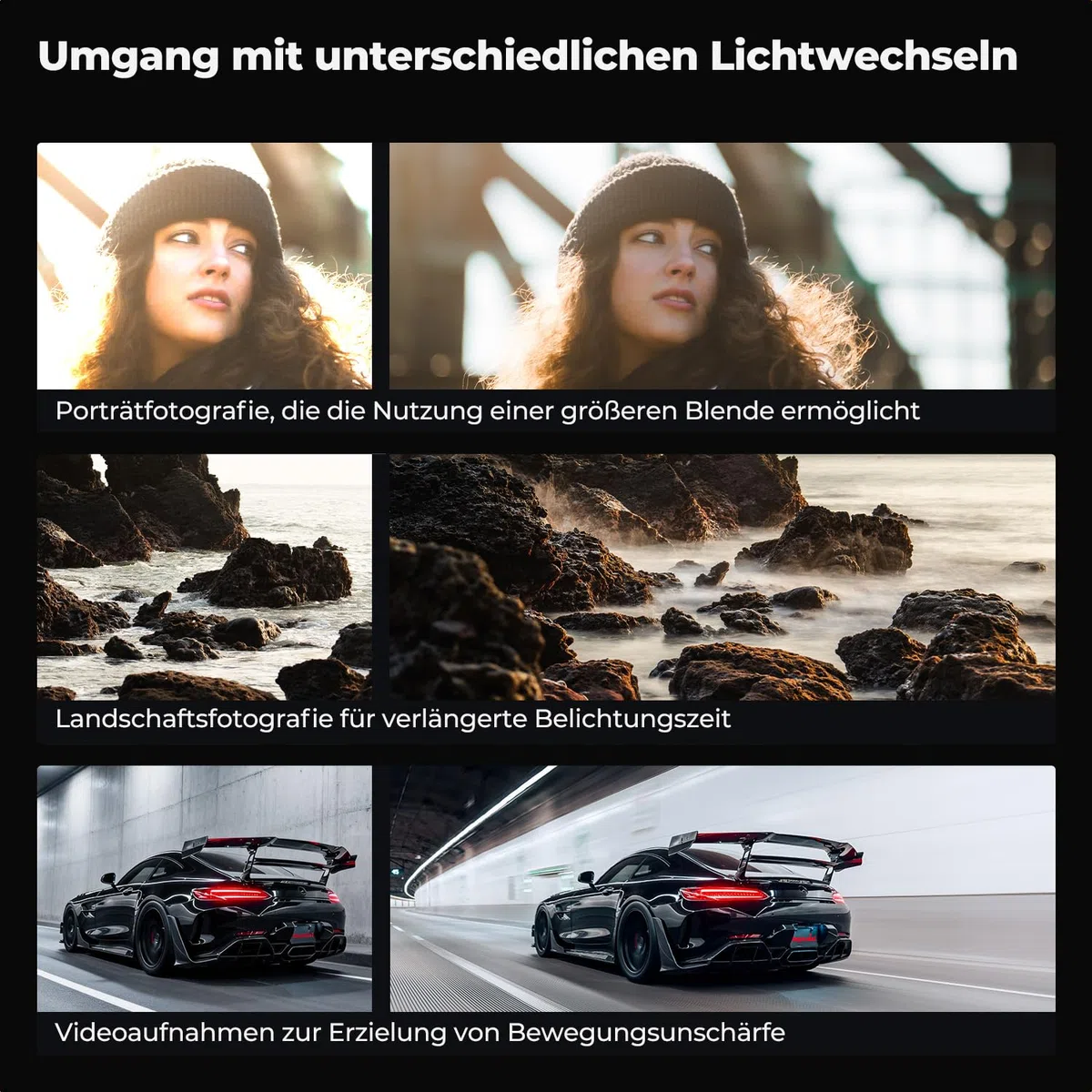K&F CONCEPT Nano-X 67mm ND Filter Variabler Graufilter ND2-400 (1-9 Stop) Vario ND Filter mit Filtertasche