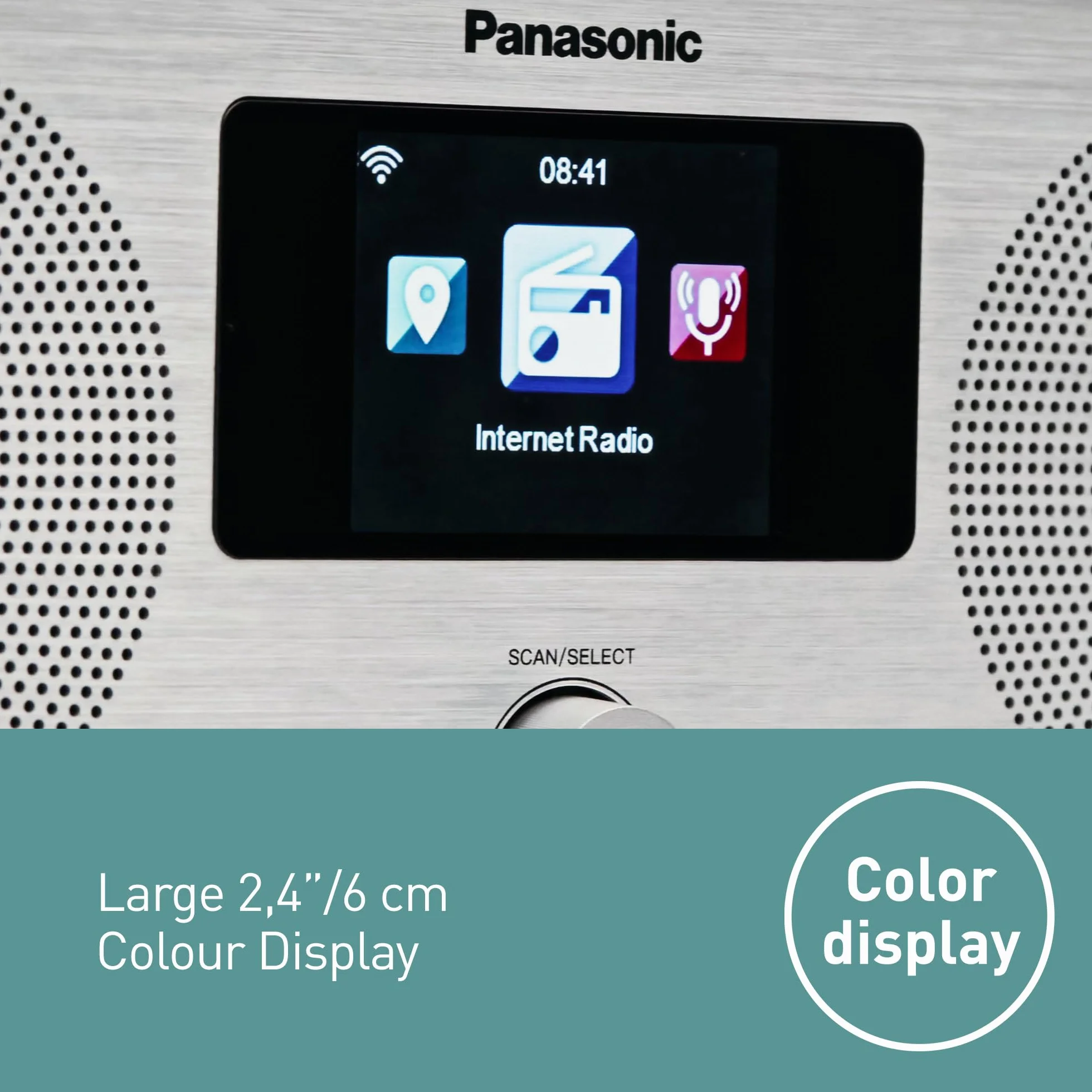 Panasonic RF-D40EG-K Internet DAB+ FM Radio Bluetooth 6W 7,5cm Lautsprecher 2,4 Zoll TFT LCD Wecker Einschlaftimer Fernbedienung USB WLAN Schwarz