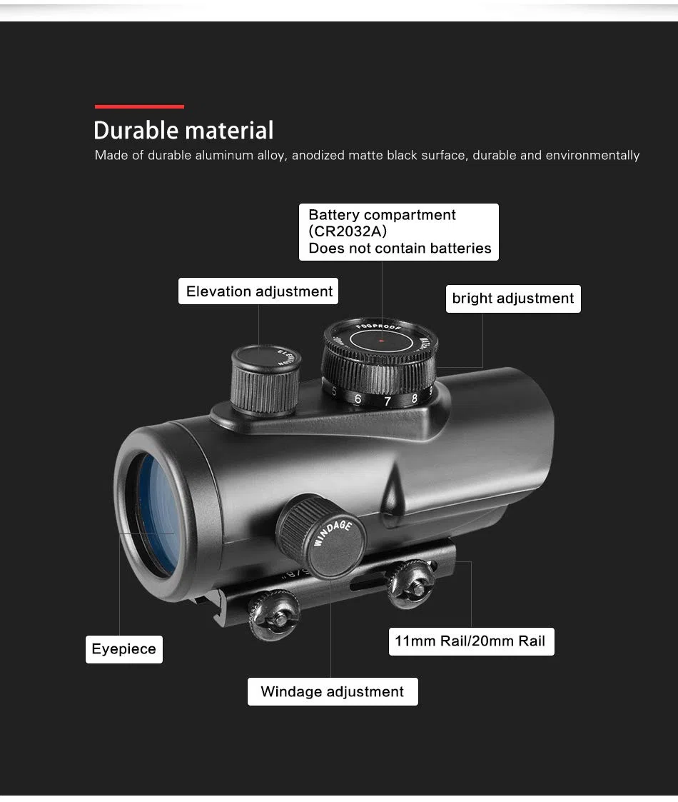 ACEXIER Red Dot Sight 1X30mm Zielfernrohr Holographische 11mm & 20mm Weberschienenhalterung für Taktische Jagdoptik