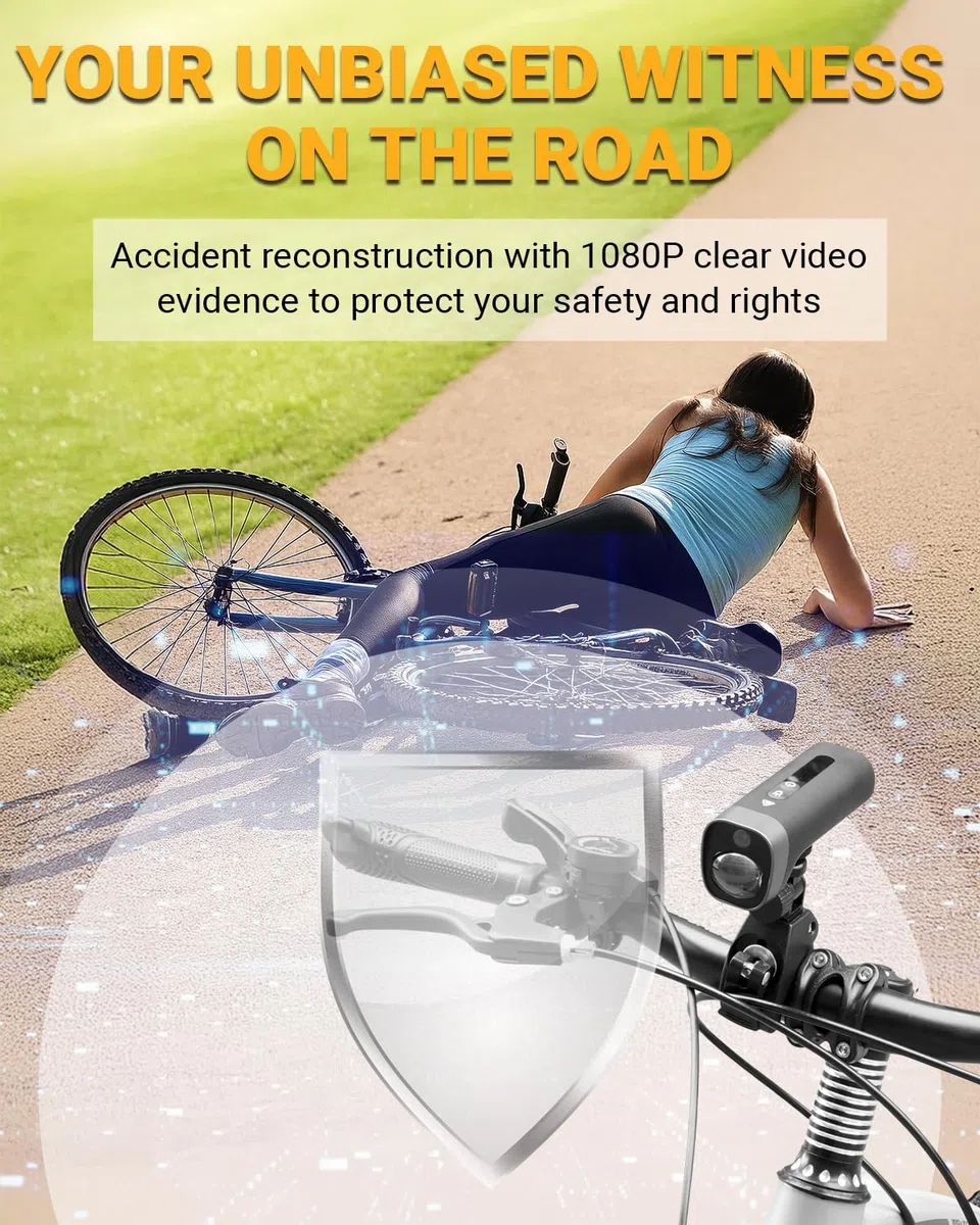 1080P HD Fahrrad Kamera Mit Halterung Dashcam Fahrrad Wasserdicht Motorrad Camera Dashcam WLAN,Einstellbarer Winkel,2600 mAh Akku,140° Weitwinkelobjektiv,64 GB TF-Karte