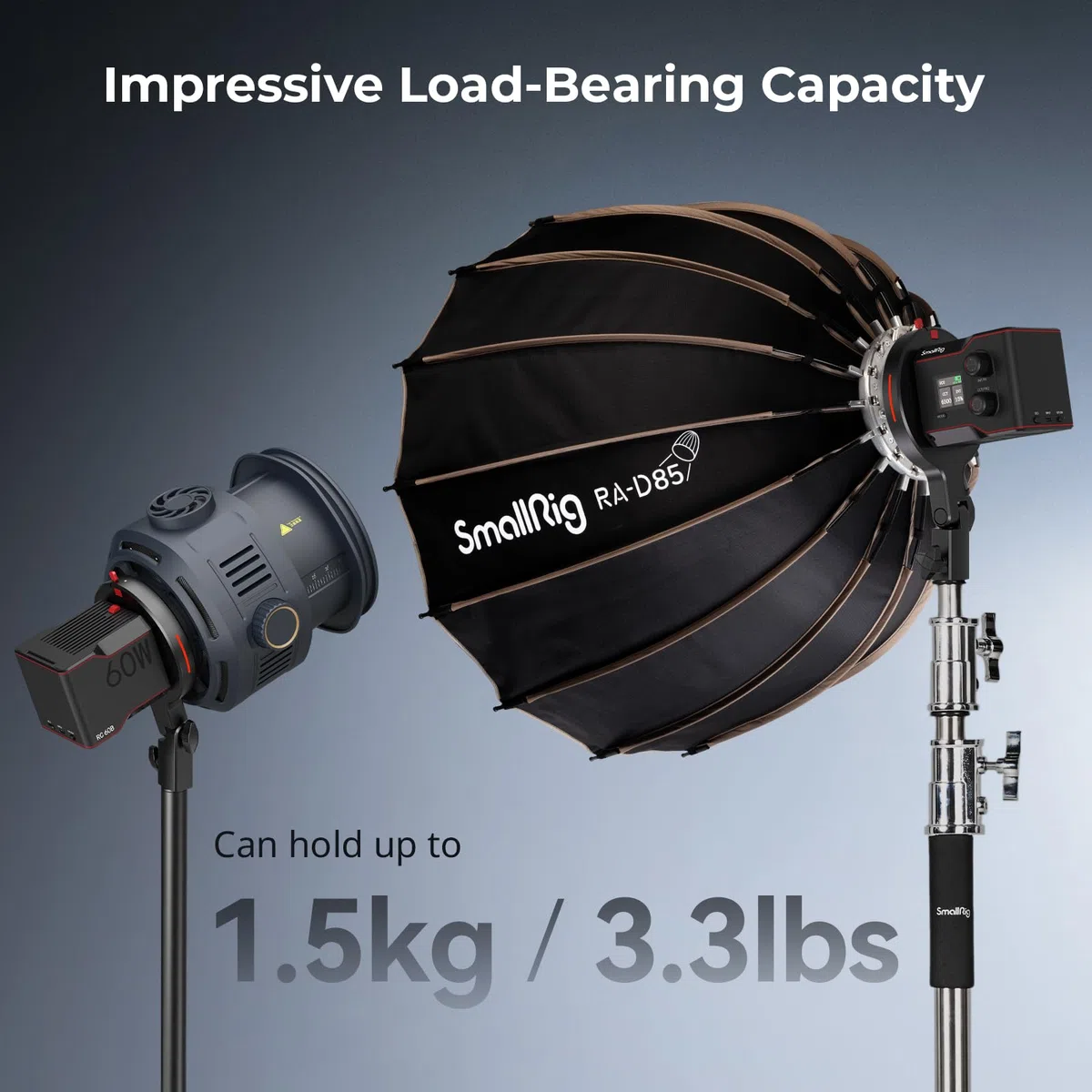 SMALLRIG Bowens Mount Softbox Speed Ring Adapter für SmallRig RC 60B COB Videoleuchte, kompatibel mit Standard-Bowens-Mount-Zubehör, Tragfähigkeit von 1,5 kg - 4476