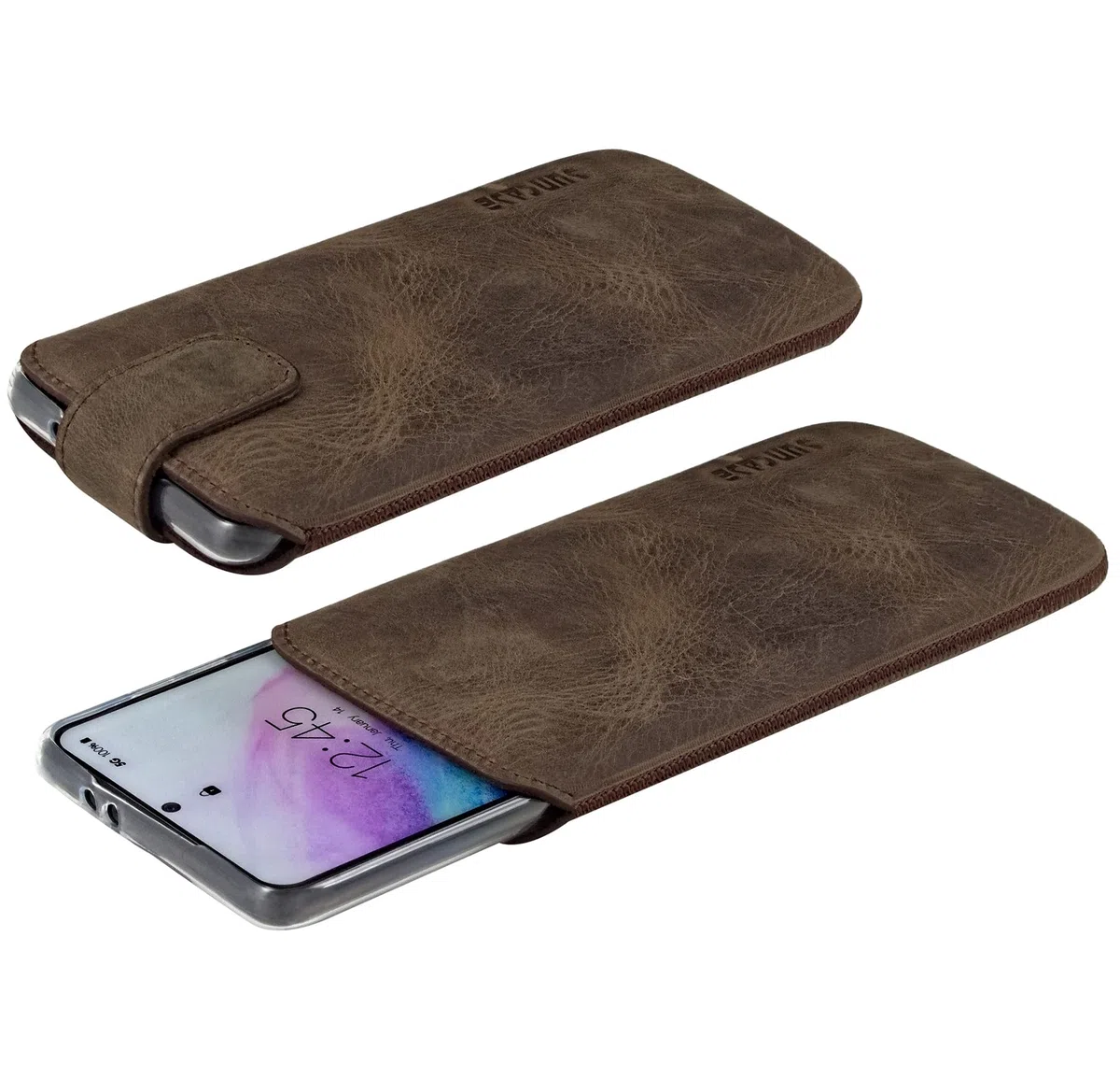Suncase Etui Tasche kompatibel mit Samsung Galaxy S23 Plus 5G Hülle mit ZUSÄTZLICHER Case/Schale/Bumper Lasche mit Rückzugfunktion Handytasche Ledertasche Schutzhülle in antik-braun