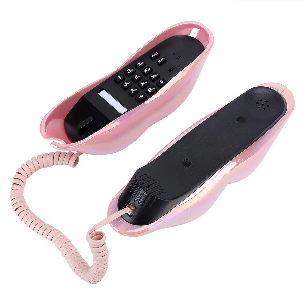 Lippentelefon, Rosa Schnurgebundene Festnetztelefone für Zuhause, Neuheits-Lippentelefon-Geschenk, Kabelgebundenes Lippentelefon für Dekoration/Zuhause/Büro/Kunstdekor