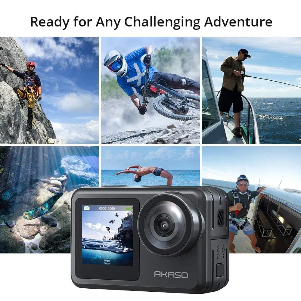 AKASO Brave 7 LE Action Cam 4K 20MP IPX7 Wasserdicht EIS 2.0 Dual Screen 40m WiFi