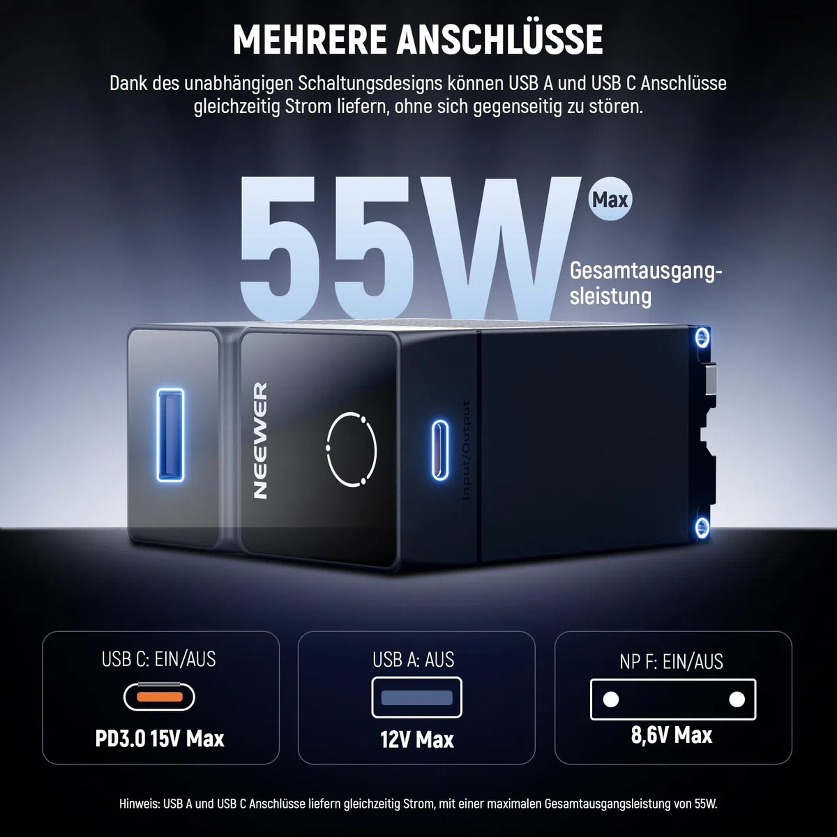 NEEWER 10500mAh NP-F970 Battery Kamera Akku Ersatzakku, PD 45W Schnellladung, OLED/USB A/USB C, für Camera Monitor Kompatibel mit Sony FX3 FX30 A7IV A7SIII Canon R5 R6 Nikon Z8, NW-F970U