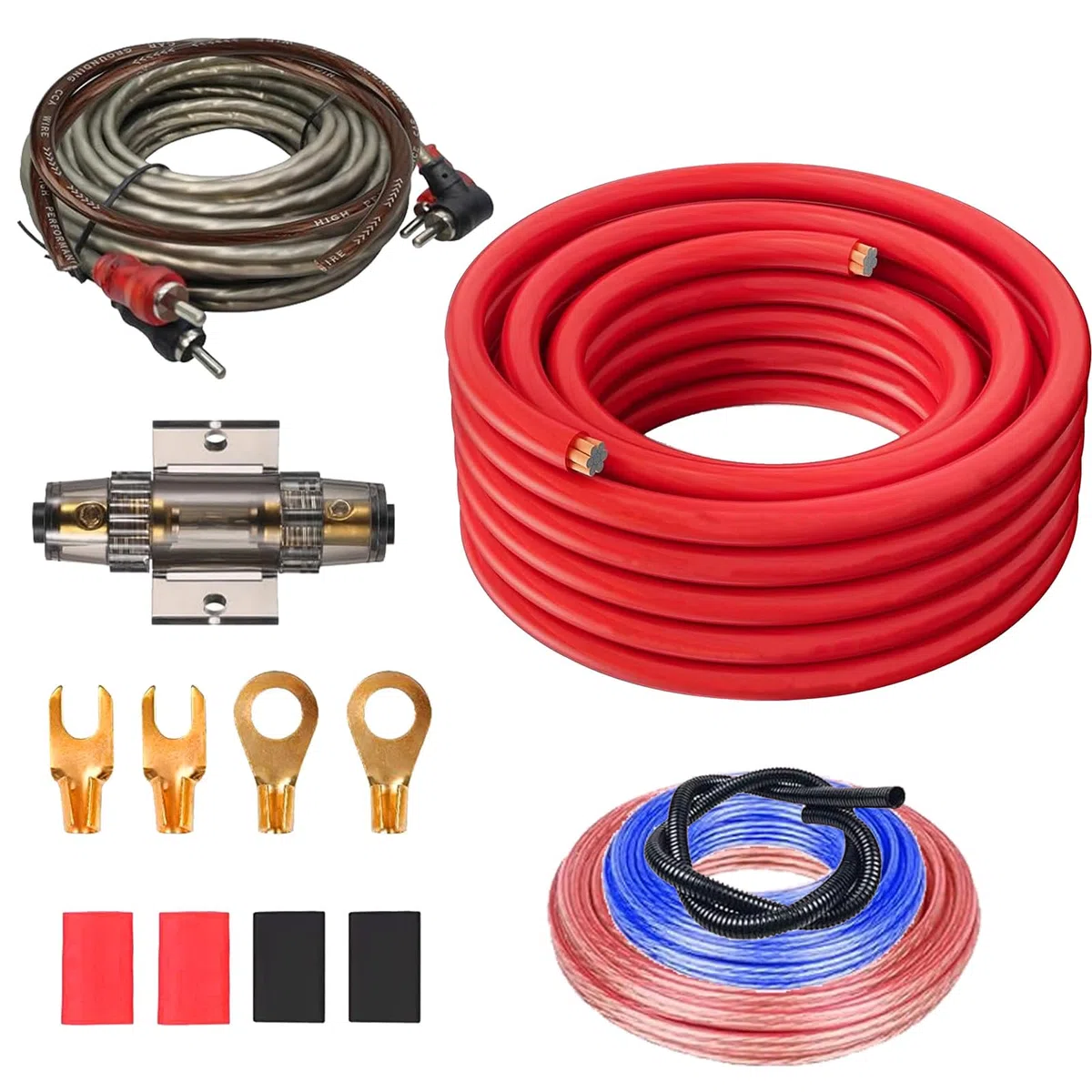 Subwoofer Kabel Set: 4GA Auto Verstärker Kabelsatz, 5 Meter Endstufe Kabel Set, Installations-Set Verstärker Auto, Car Audio Wire