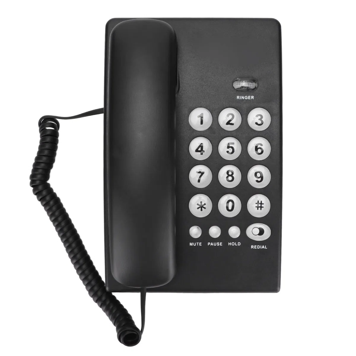 Desktop-Schnurlostelefon mit Großer Taste Festnetztelefon mit Großem Volumen Kabelgebundenes Telefon für das Home Office Hotel (Schwarz)
