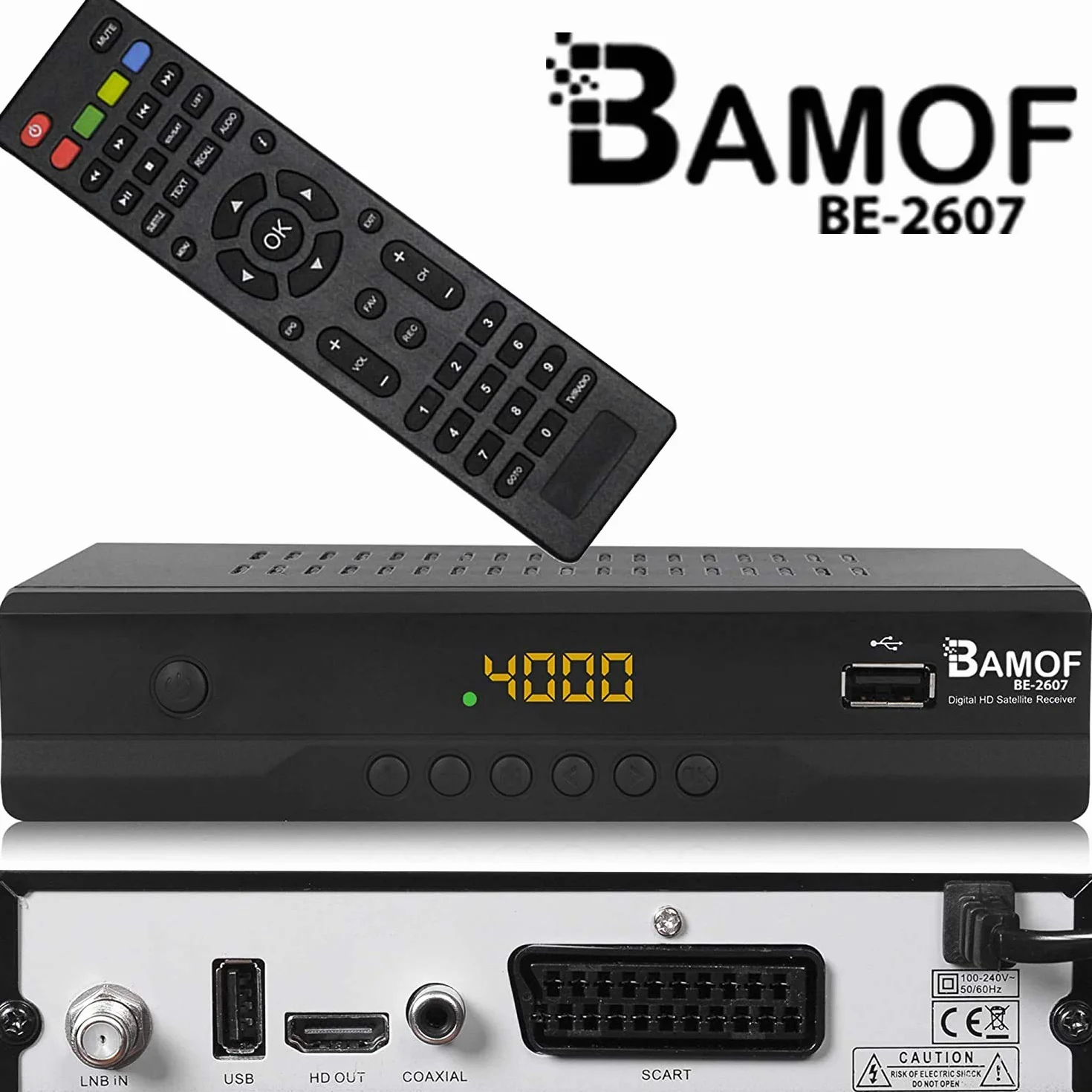hd-line Bamof BE-2607 Digital Satelliten Sat Receiver - (HDTV, DVB-S/S2, HDMI, SCART, 2X USB 2.0, Full HD 1080p) [Vorprogrammiert für Astra Hotbird Türksat] [Energieklasse A+++]
