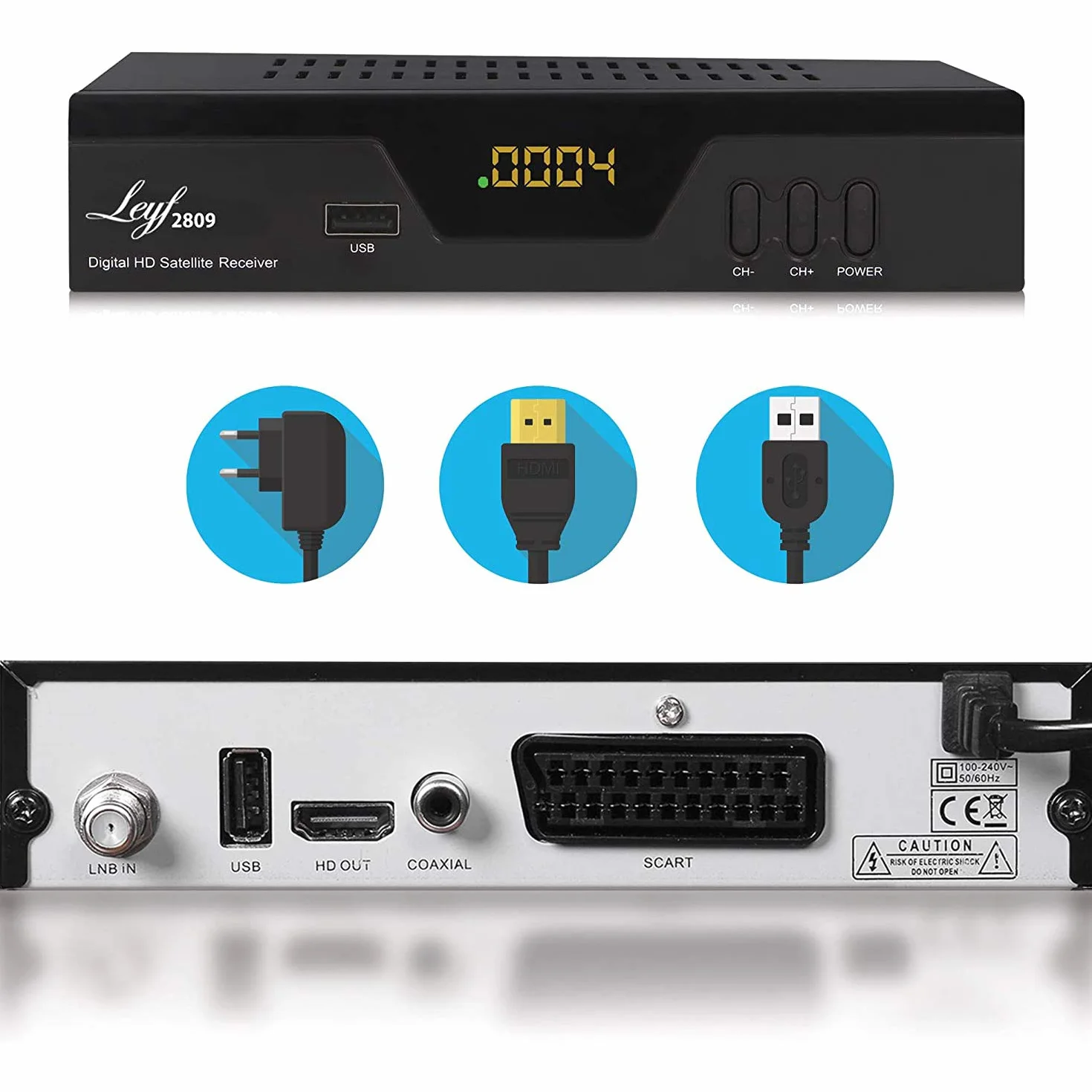 Leyf 2809 Digital Receiver Satellite Receiver (HDTV, DVB-S/S2, HDMI, SCART, 2X USB 2.0, Full HD 1080p) [Pre-Programmed for Astra Hotbird Türksat]