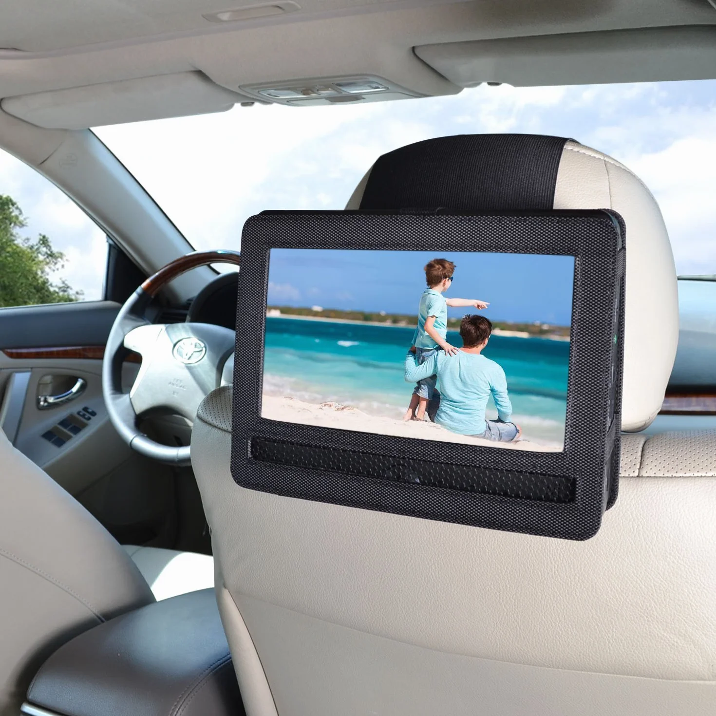 Auto Kopfstützenhalterung für 9 Zoll DVD-Player mit Neigungs- und Schwenkfunktion Kfz Halterung Kopfstütze - von TFY