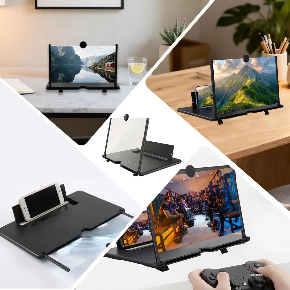 Bildschirmlupe für Handy 12 Zoll, Mobile Handylupe für Alle Smartphone mit Ultra HD Optik, Lupe Handy Vergrößerungs Bildschirm, Klappbarer Tragbarer mit Standfuß