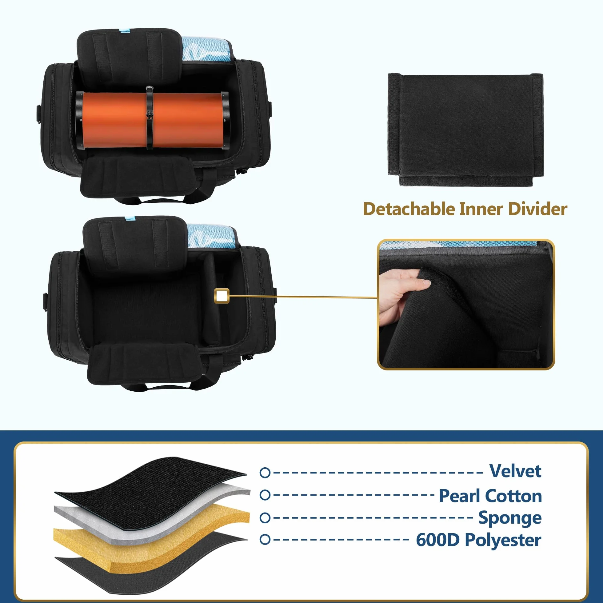 samdew Teleskoprohrtasche, kompatibel mit Celestron 4", 5", 6",8", 9,25" optischen Rohren, Teleskop-Tragetasche, kompatibel mit NexStar SE, Evolution, Schmidt-Cassegrain, EdgeHD optischen Rohren