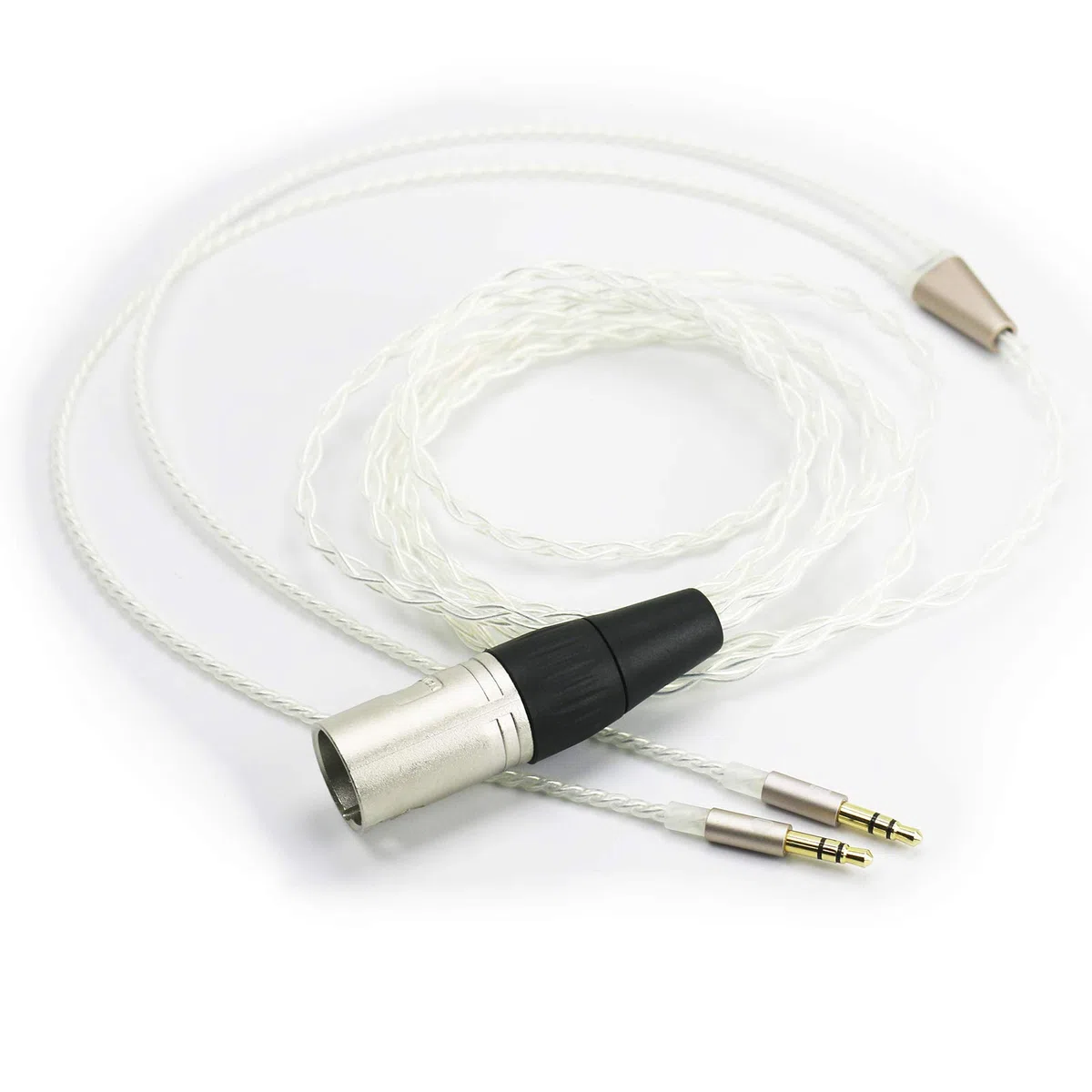 Ablet HiFi-Kabel, 4-polig, XLR symmetrischer Stecker auf Dual 3,5 mm Stecker, kompatibel mit Beyerdynamic T1 2. / T5p Kopfhörer der zweiten Generation, versilbertes Ersatzkabel