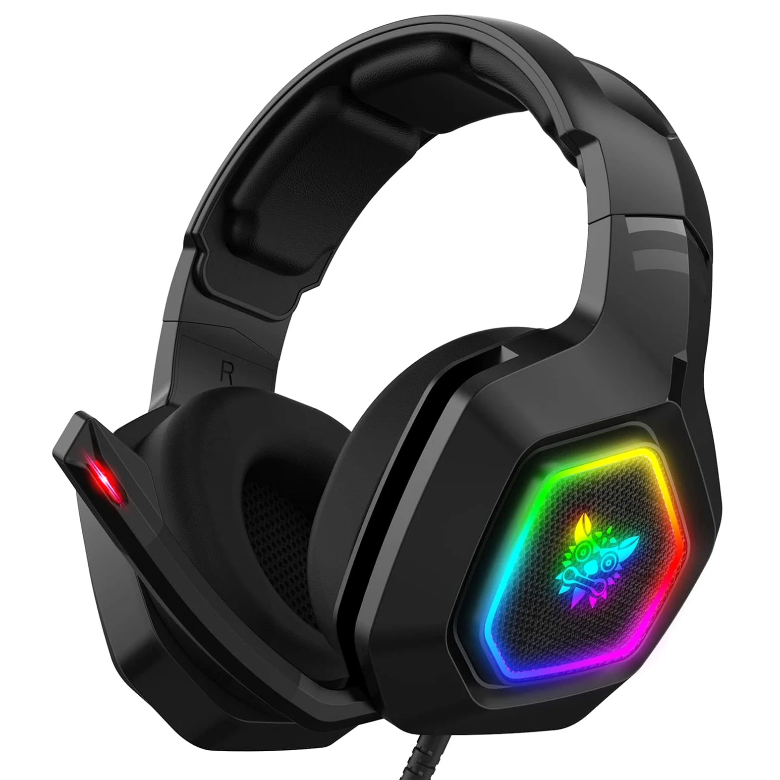 Eacam ONIKUMA K10 RGB-Gaming-Headset mit Mikrofon, Kabelgebundene Kopfhörer mit Geräuschunterdrückung für Computer-PC-Spieler, USB-Stecker, Bequeme Ohrmuscheln, Klarer Surround-So