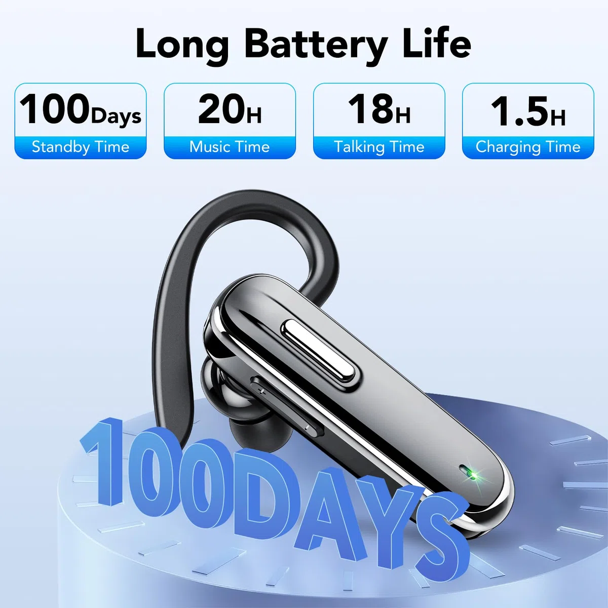 Kabelloses Bluetooth-Headset mit CVC8.0 Dual-Mikrofon V5.3, Freisprecheinrichtung, Bluetooth, 25 Stunden klare Anrufe, mit Schnellladebox über USB-C für iPhone, Android, PC