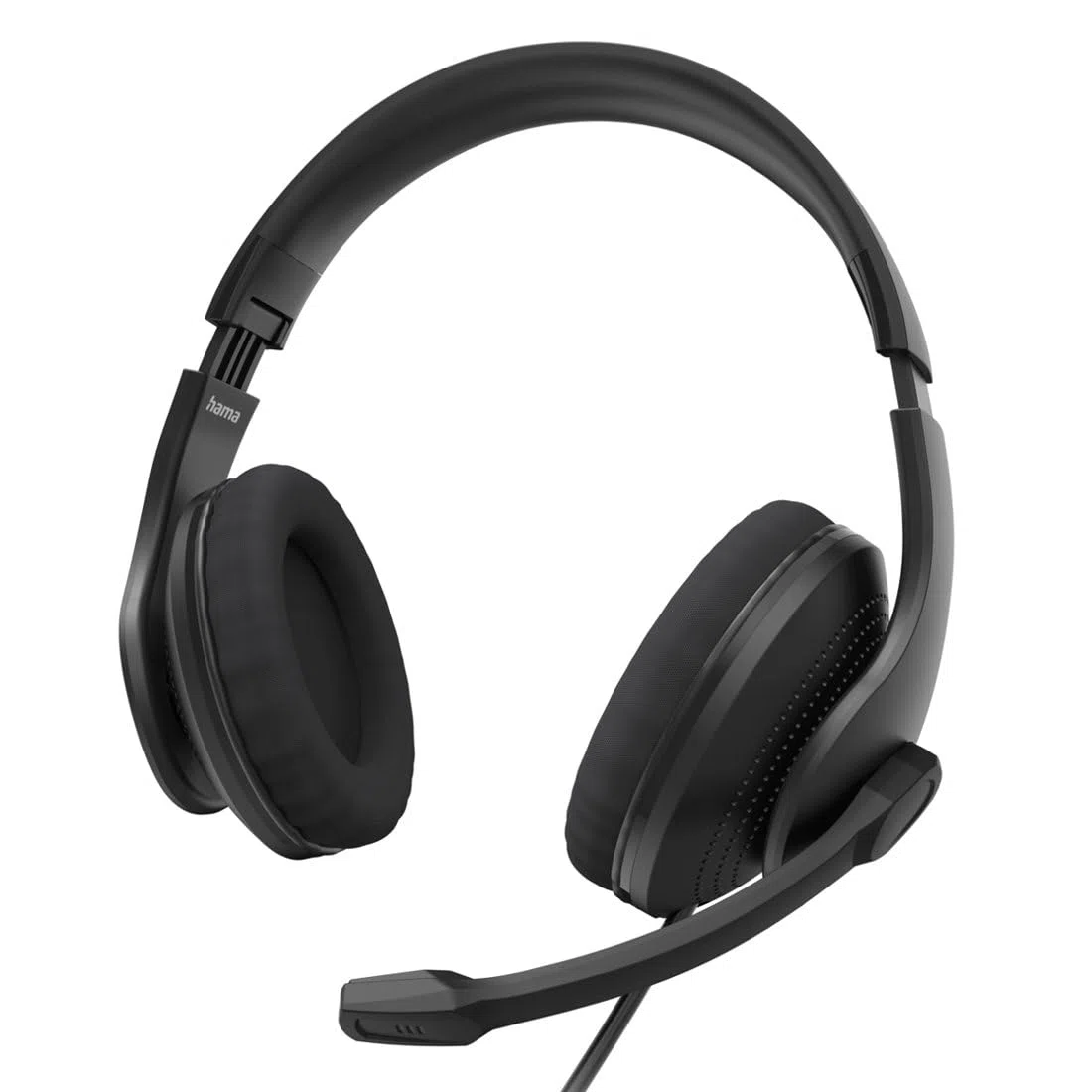 Hama USB Headset, Over Ear Kopfhörer mit Mikrofon (PC Headset mit Lautstärkeregler und verstellbarem Mikro, USB-A-Stecker, 2m langes Kabel, für Videokonferenzen, Homeoffice, eLearning) schwarz