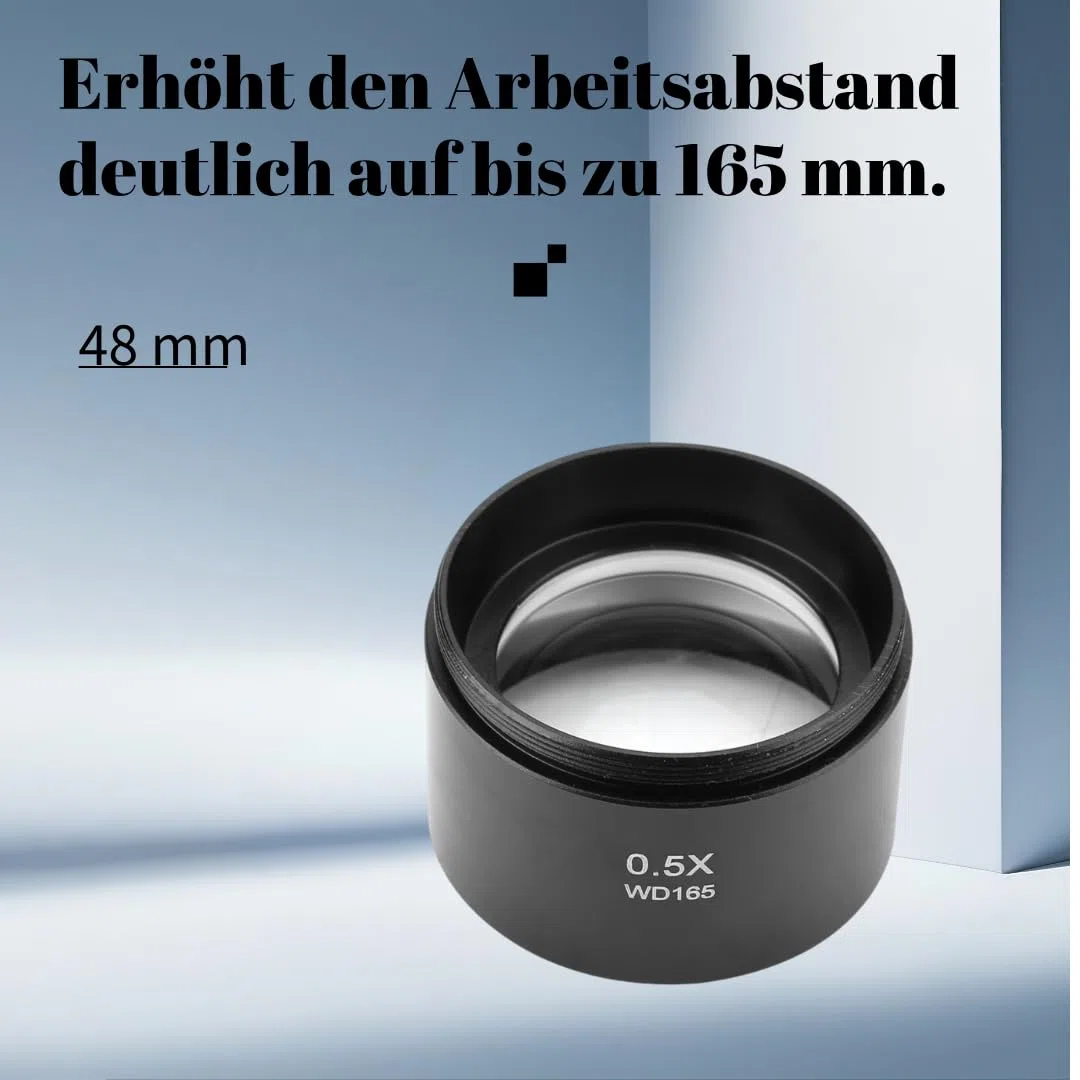 0,5 fache Barlowlinse Trinocular Stereo Zoom Mikroskopes 0.5X Objektiv Mikroskop-Zubehör Mikroskop Hilfslinse für Stereo Mikroskopes (48 mm) Mikroskop Barlow Linse