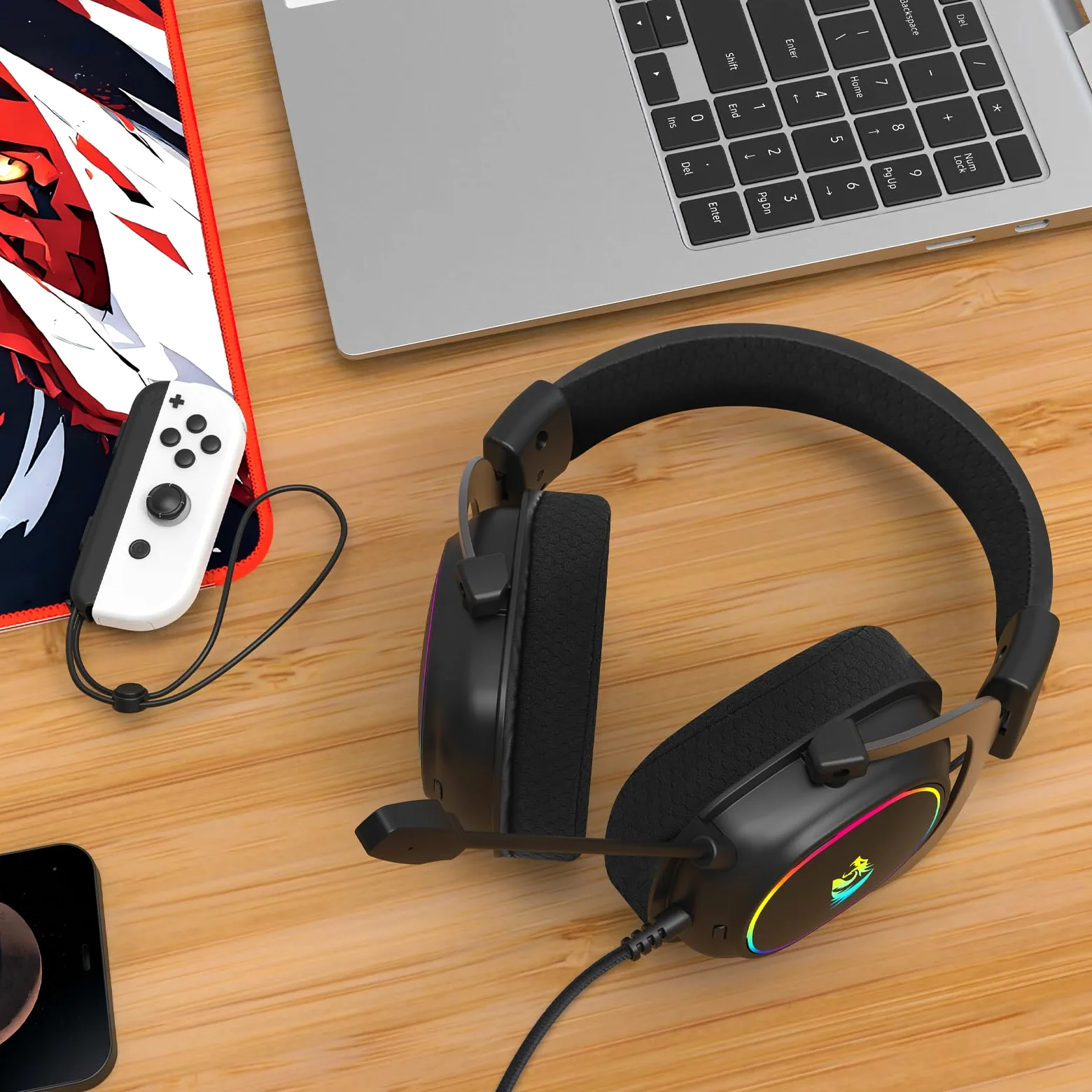 Redragon H510 AK RGB Gaming-Headset mit Kabel - 7.1 Surround Sound 53mm Audio-Treiber Memory Foam-Ohrpolstern austauschbarem Gehäuse Multi-Plattform Kopfhörer USB-betrieben für PC/PS4/NS