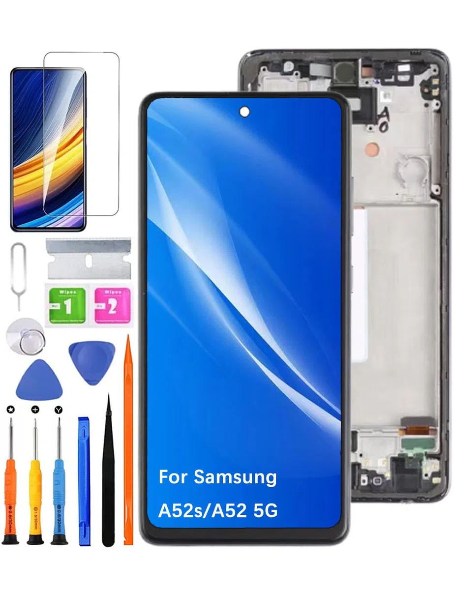 Ersatz Display für Samsung Galaxy A52s / A52 5G LCD-Bildschirm TFT , A526B A526W A526U A528B A528N LCD Display Touch Digitizer Assembly Reparaturteile Kit( Ohne Fingerabdruck, Schwarz mit Rahmen)