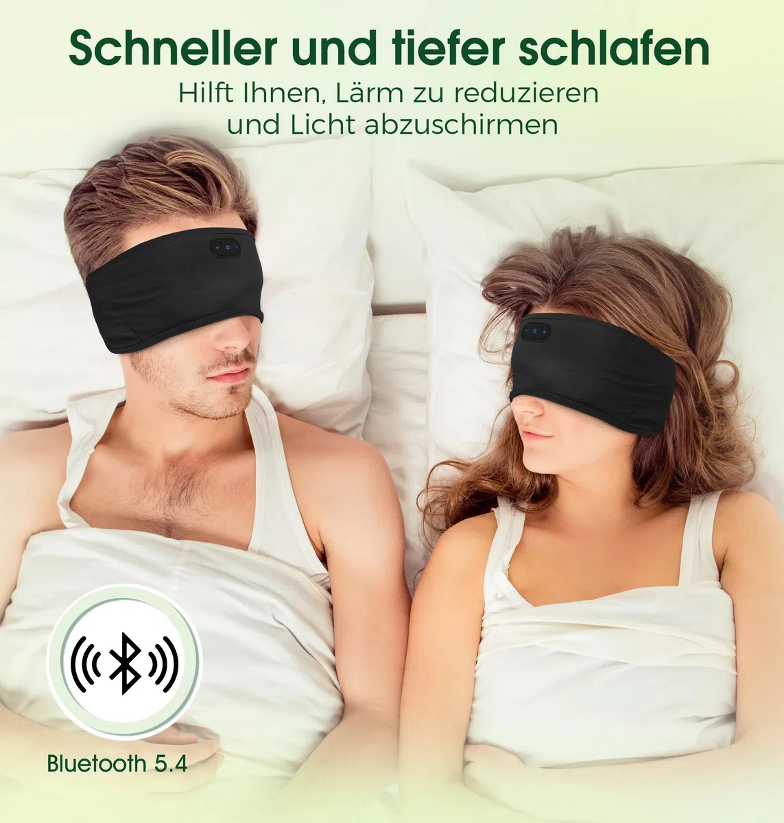 MUSICOZY Schlafkopfhörer Stirnband Bluetooth,Verbessert Kopfhörer Stirnband aus hautfreundlicher Bambusviskose für Schlafen & Sport, kabellose Kopfhörer zum Schlafen für Männer Frauen