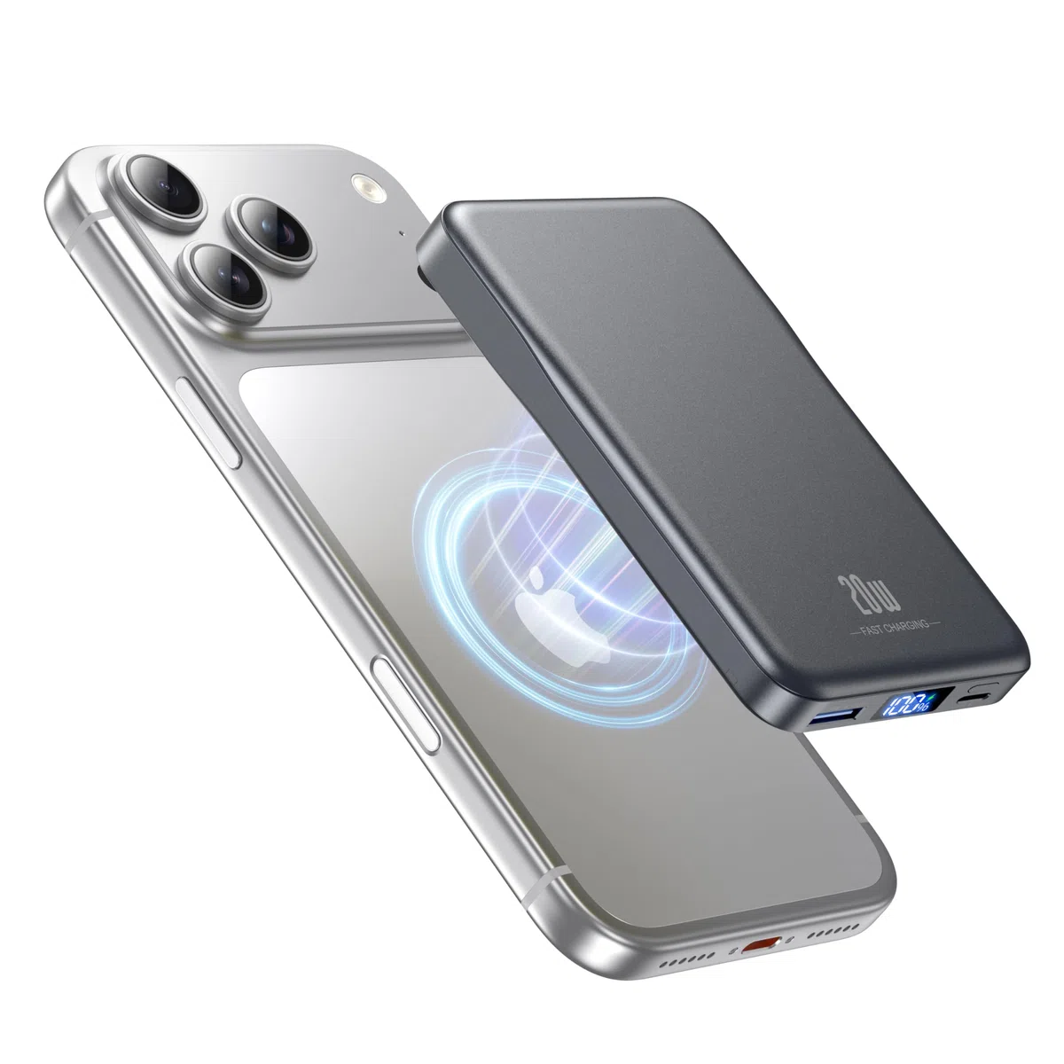 Powerbank für MagSafe, 10000mAh Magnetische Power Bank ohne Kabel, 20W PD Schnellladegerät, Kabelloses Magnetladegerät mit USB-C EIN-/Ausgang, LED-Anzeige für iPhone 17/16/15/14/13/12/Pro/Pro Max