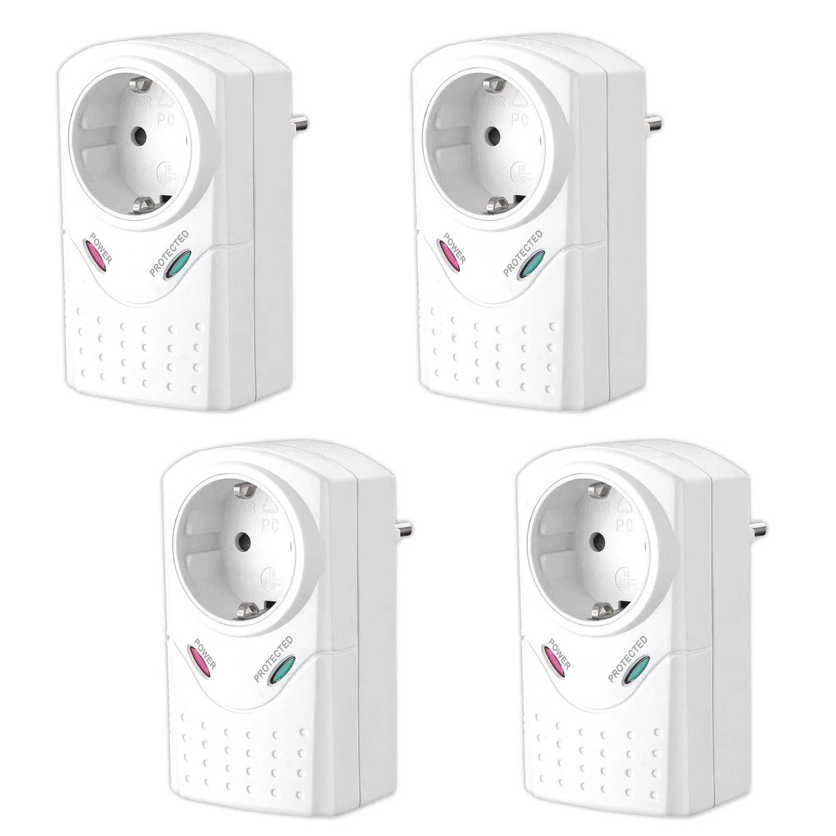 4X Steckdosenadapter Überspannungsschutz Max. 3380 Watt Mit Kindersicherung Blitzschutz Geräteschutz Steckdose