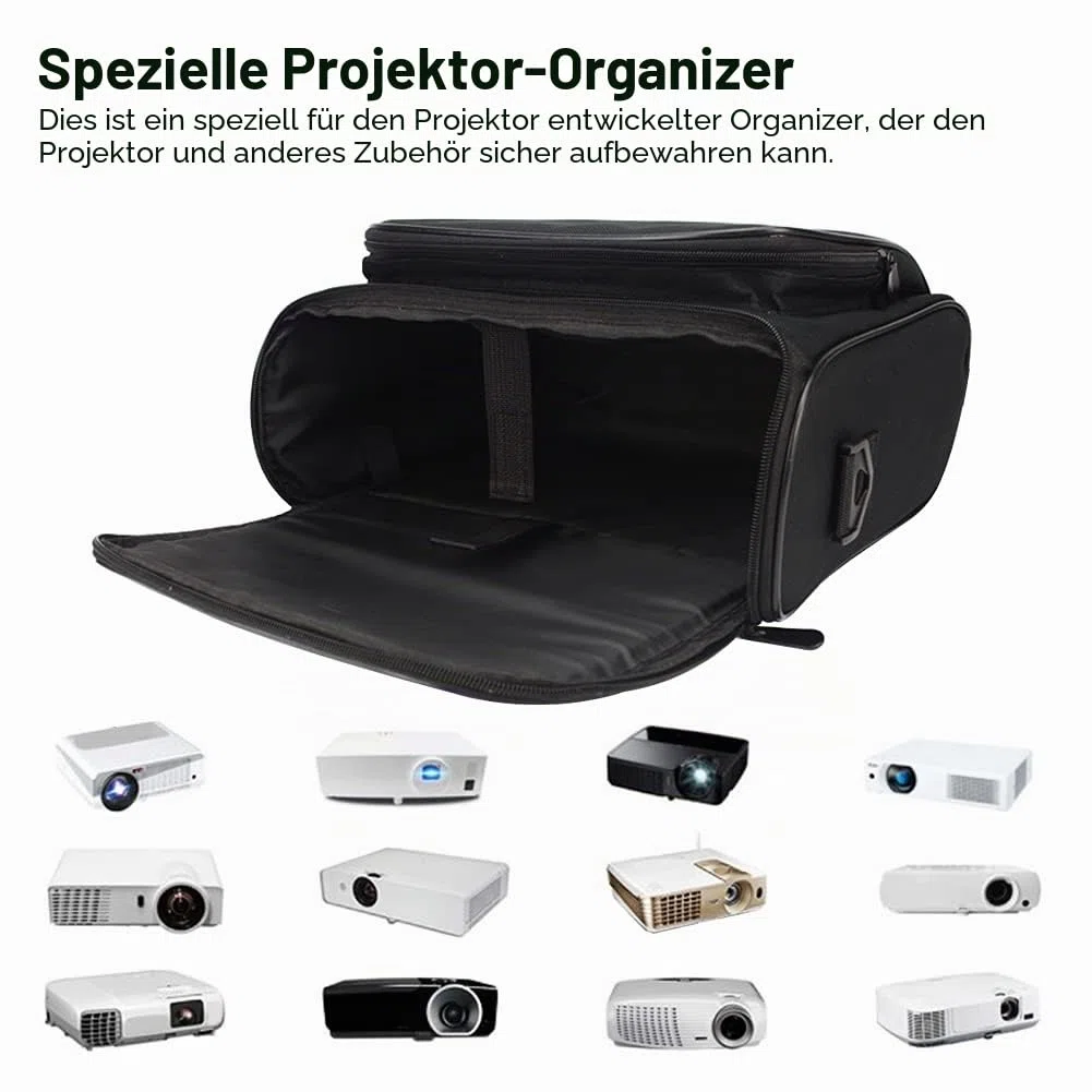 Faderr Video-Projektor-Tasche, Schutzhülle und Schützende Tragetasche für Videoprojektoren, Stoßfest, Reißverschluss, rutschfeste Tasche mit Schultergurt (S)