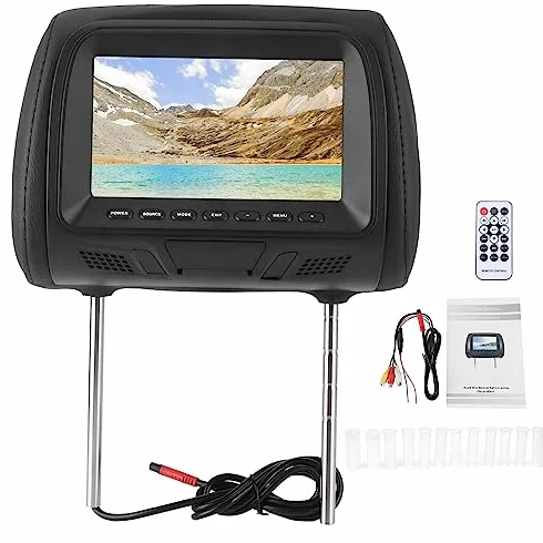 DVD Player für Auto Kopfstütze, 7 Zoll Auto Kopfstütze Monitor Fernseher für Kinder Tragbarer Auto TV DVD-Player mit Kopfstützenhalterung Unterstützung von 1080P-Video