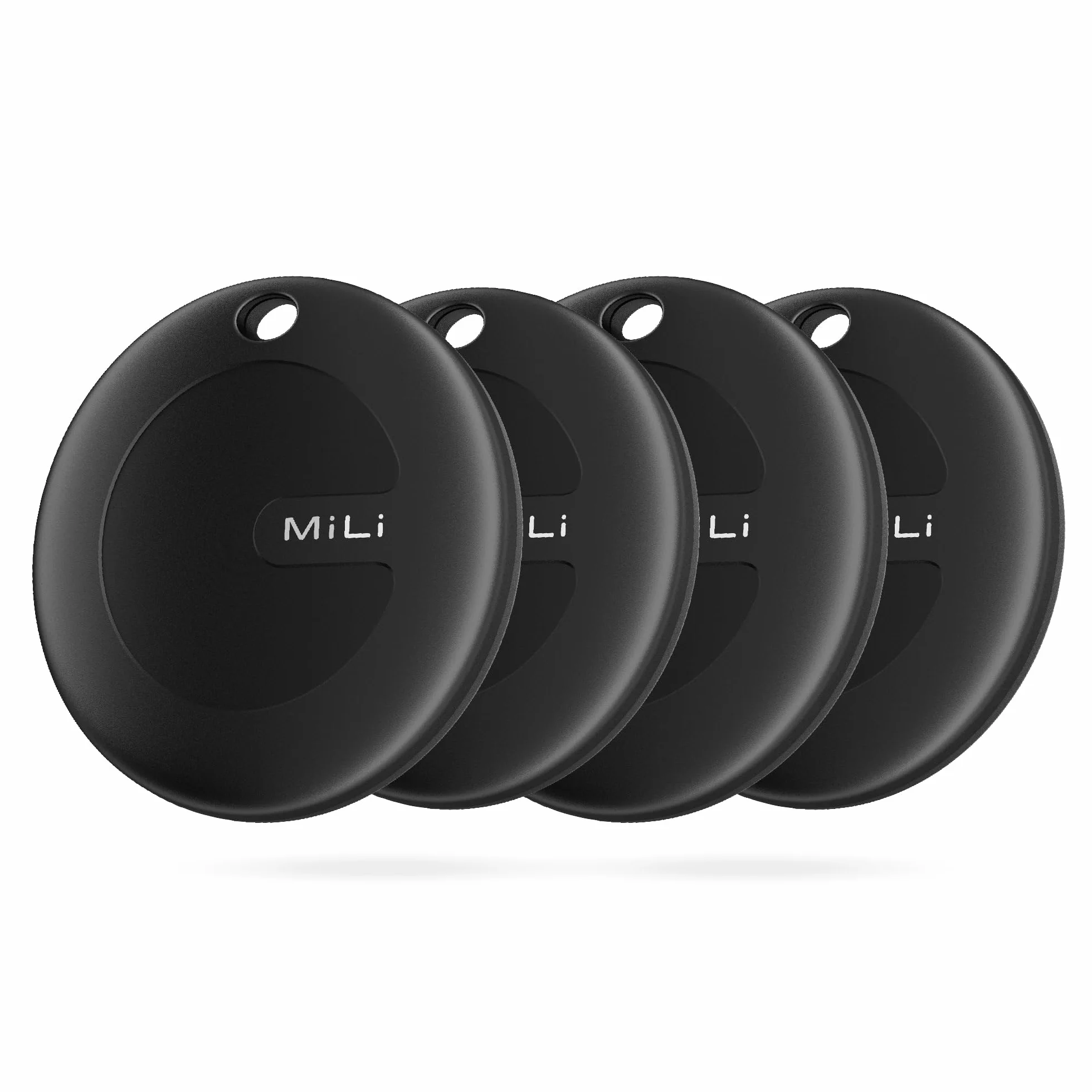 MiLi MiTag Android Smart Tag, Schlüsselfinder KeyFinder kompatibel mit Google Mein Gerät Finden APP (Android NUR), Bluetooth Key Finder für Gepäck/Taschen/Koffer/Brieftasche, Schwarz-4Pack