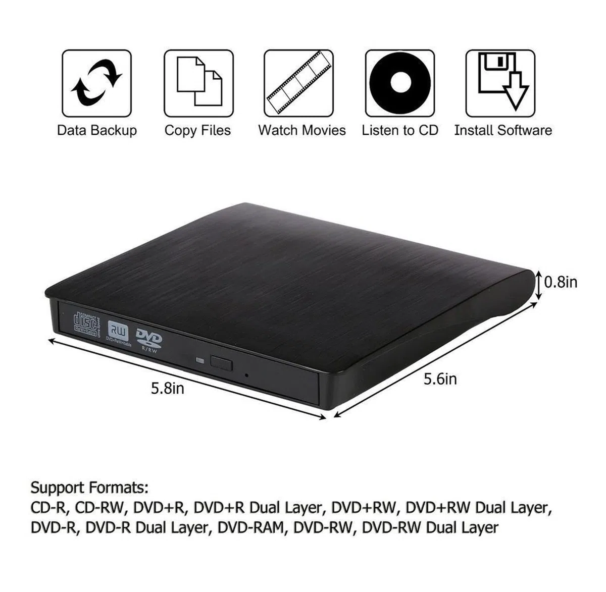 Tragbares USB 3.0 Slim Externes DVD RW CD Writer Laufwerk Brenner Reader Player Optische Laufwerke for Laptop PC DVD Brenner DVD 1pc
