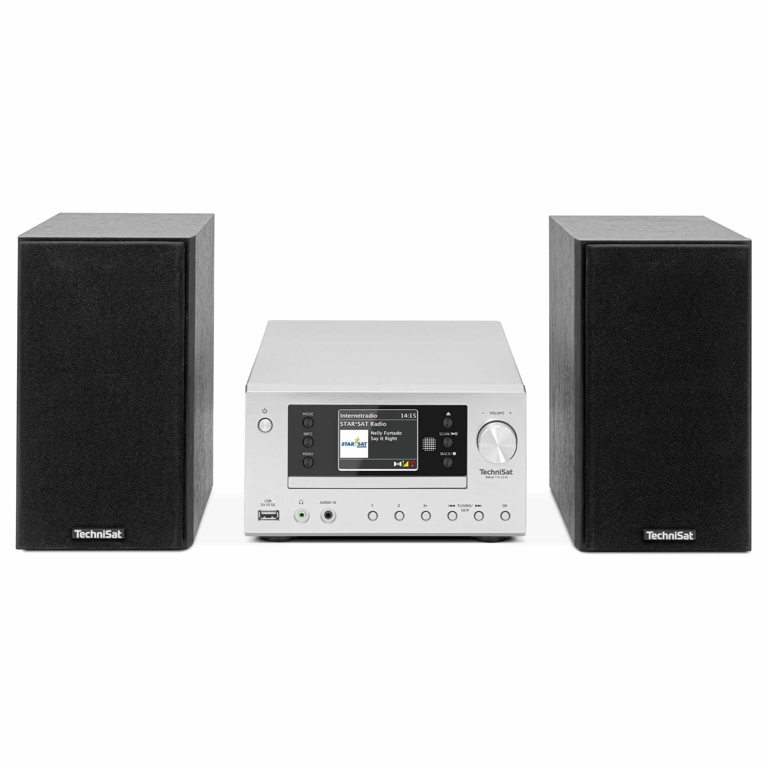 TechniSat VIOLA 710 CD IR - kompakte Hi-Fi-Anlage (Internetradio, DAB+, UKW, CD-Player, Bluetooth, 2x 20 Watt RMS Stereo-Boxen, Kopfhöreranschluss, Wecker, Sleeptimer, Kompaktanlage, Fernbedienung)