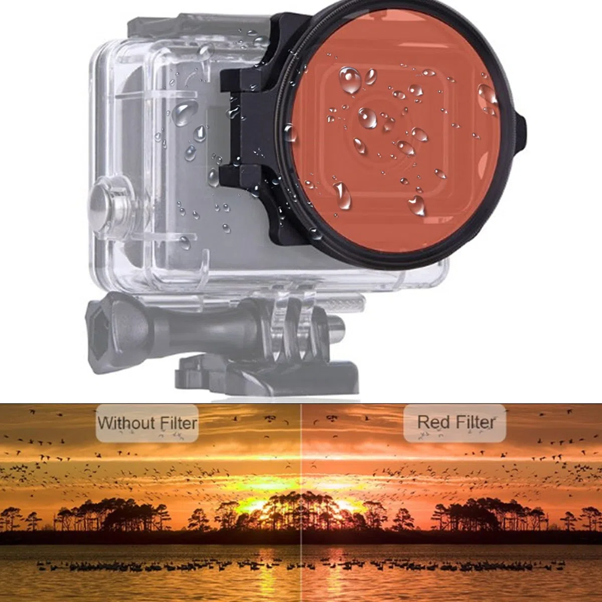 58mm Rotfilter, Action Kamera Tauchfilter mit 16-facher Makro Nahlinse für Hero 9-Sportkamera, Unterwasser Tauchfotografie Zubehör aus Optischem Glas
